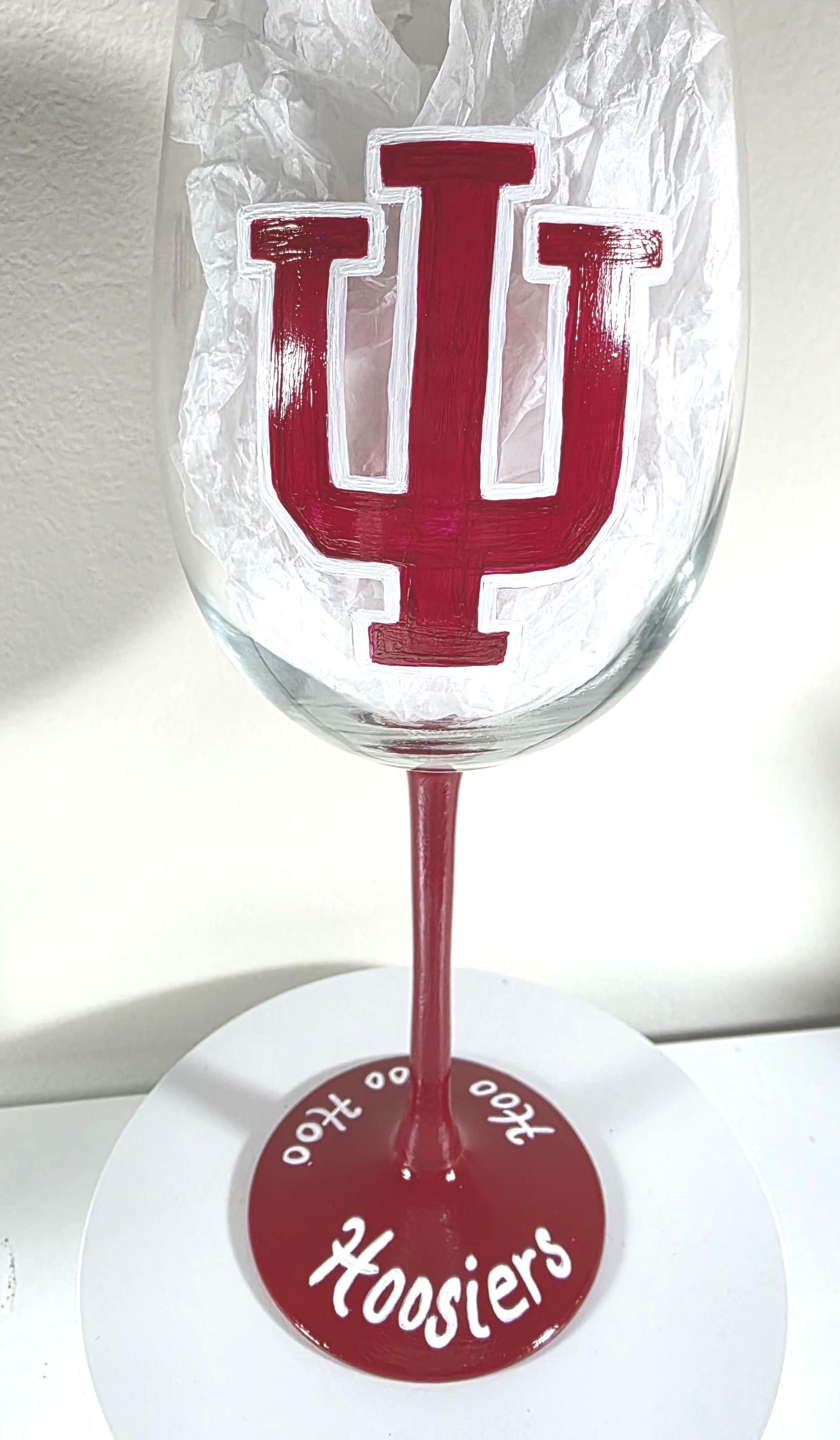 Hand Painted Indiana Hoosiers Wine Glass, 18 oz, College Sports, view 3