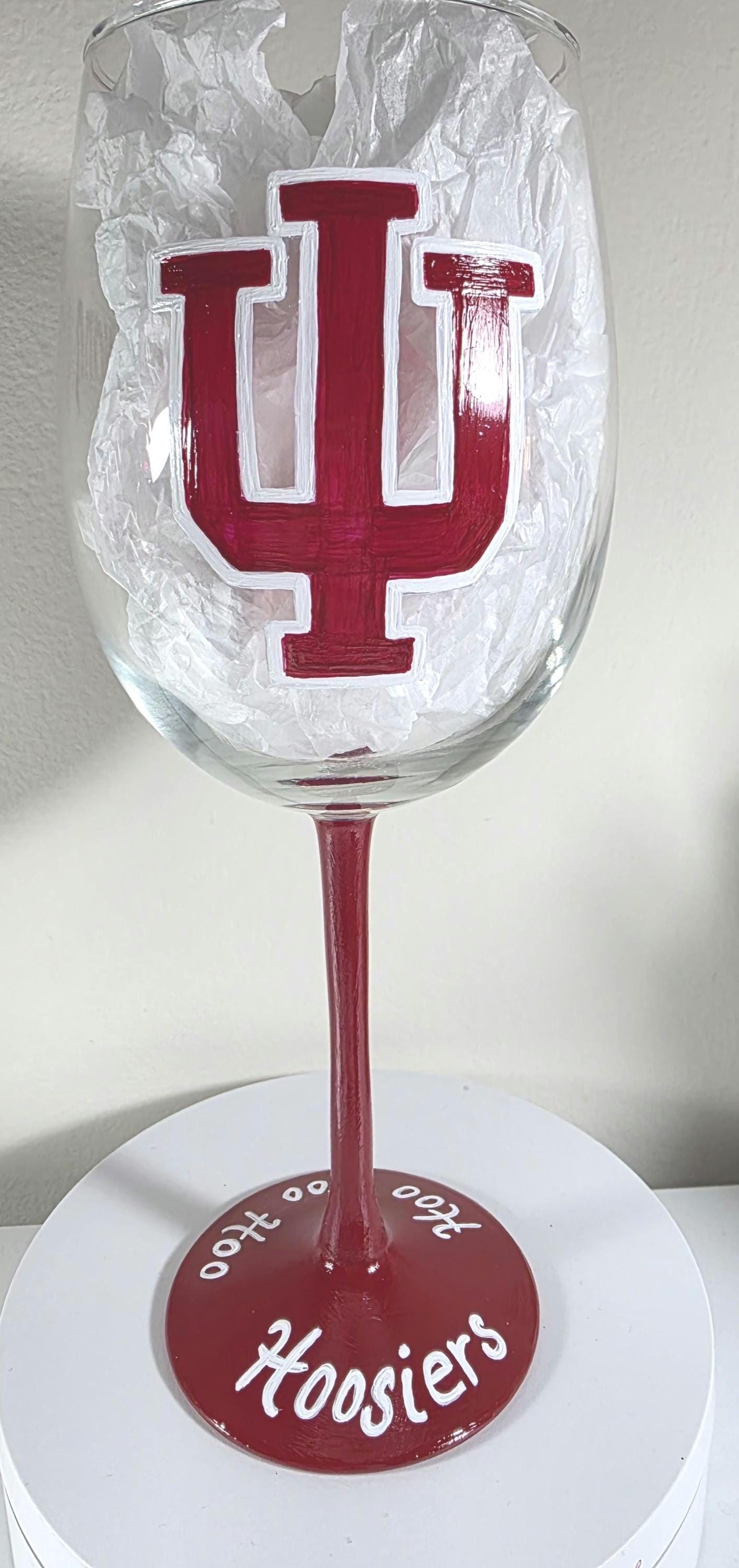 Hand Painted Indiana Hoosiers Wine Glass, 18 oz, College Sports, view 4