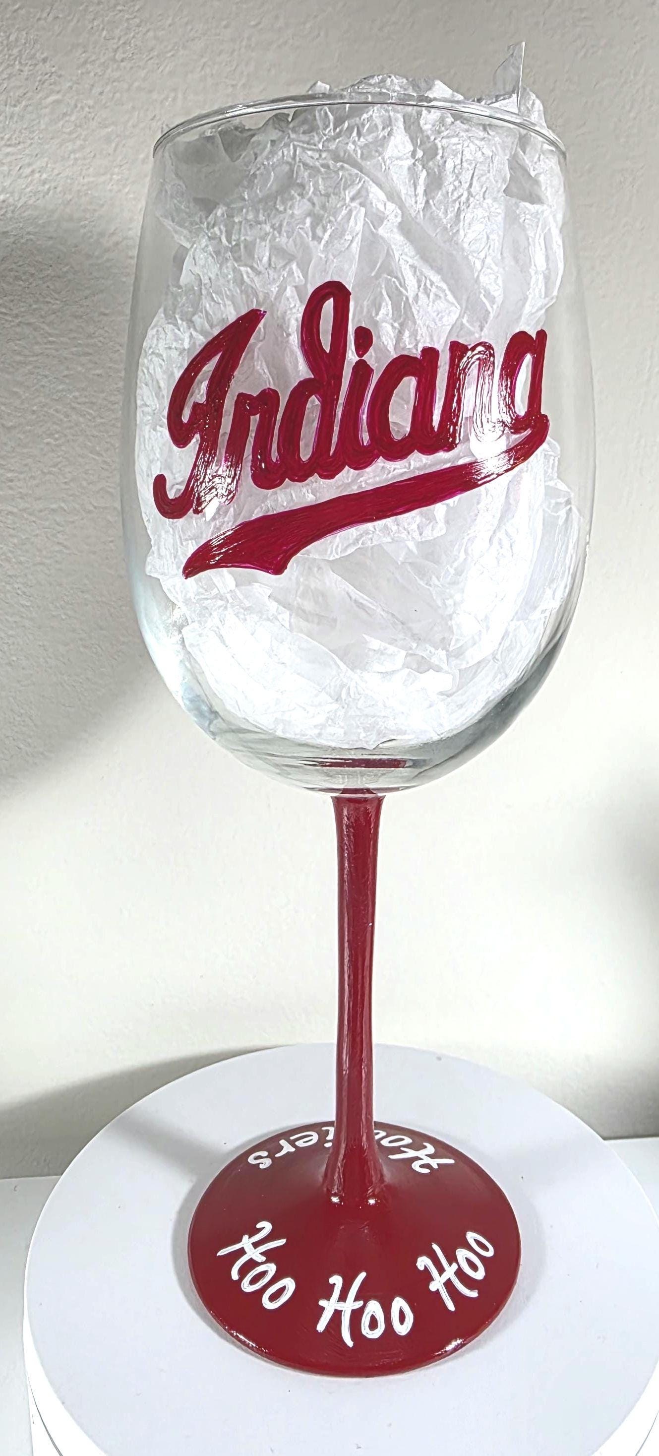 Hand Painted Indiana Hoosiers Wine Glass, 18 oz, College Sports, view 5