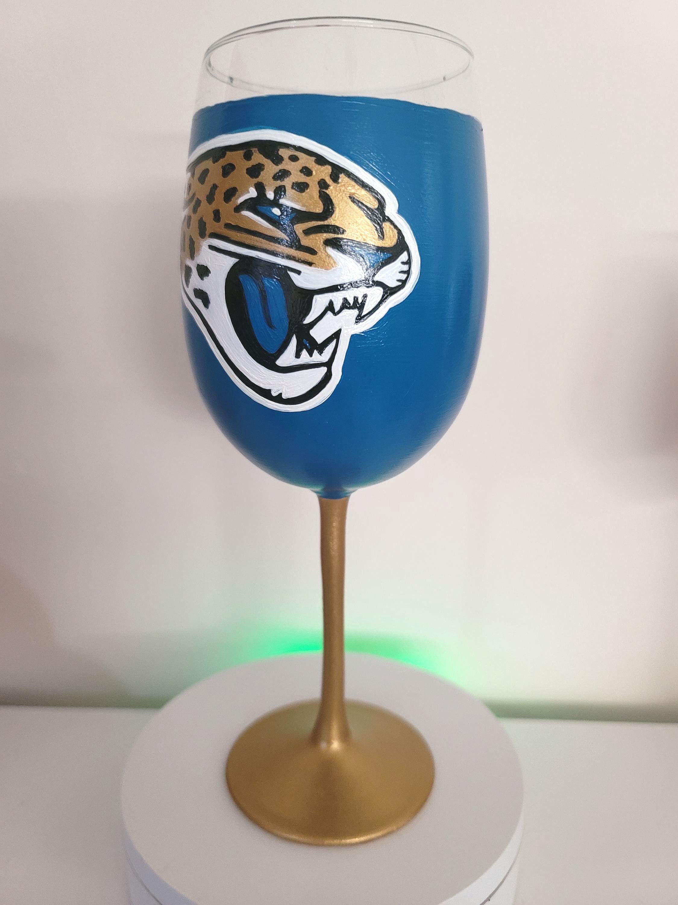 Hand Painted Jacksonville Jaguars Wine Glass, 18 oz, view 2