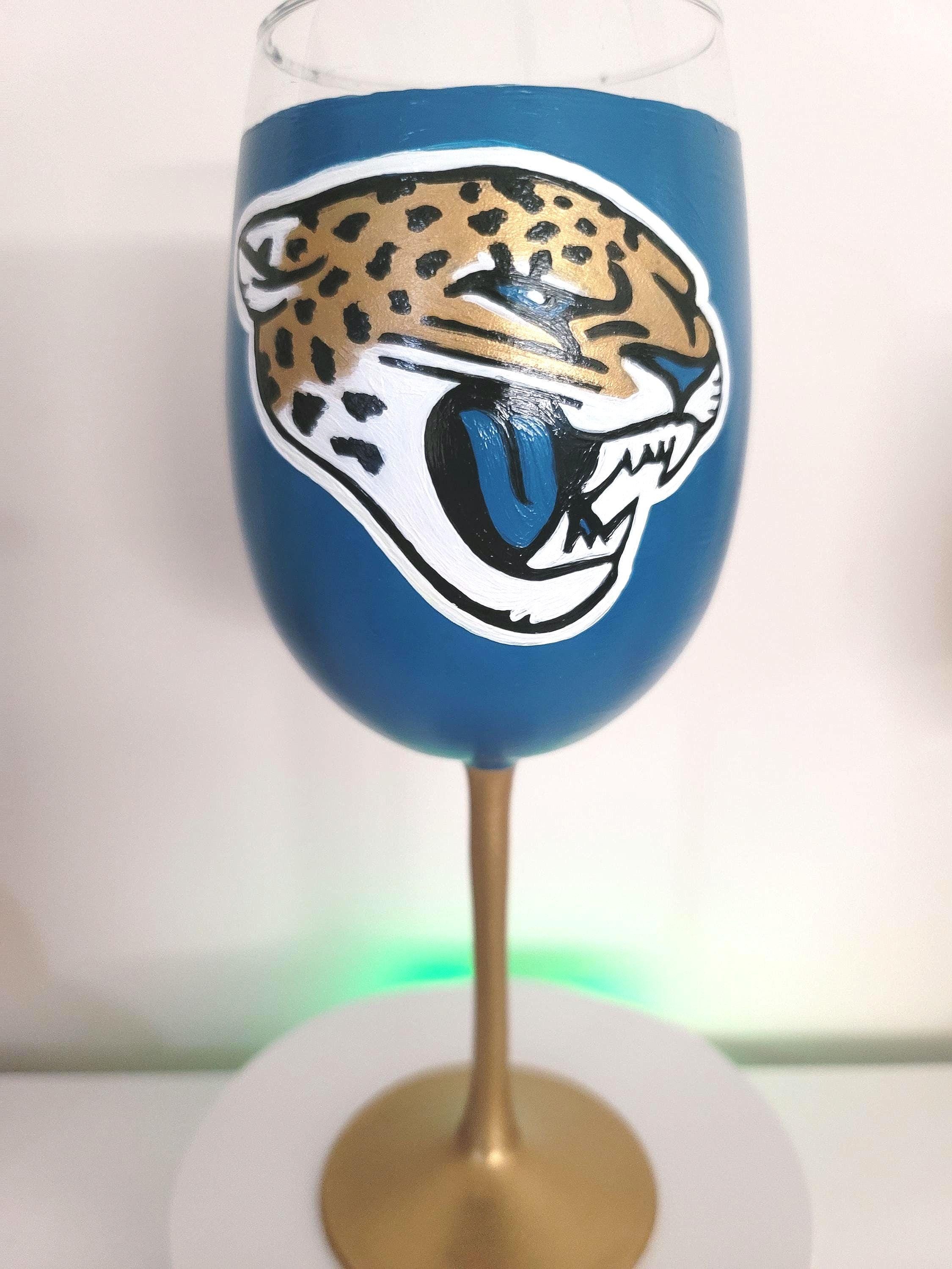 Hand Painted Jacksonville Jaguars Wine Glass, 18 oz, view 3