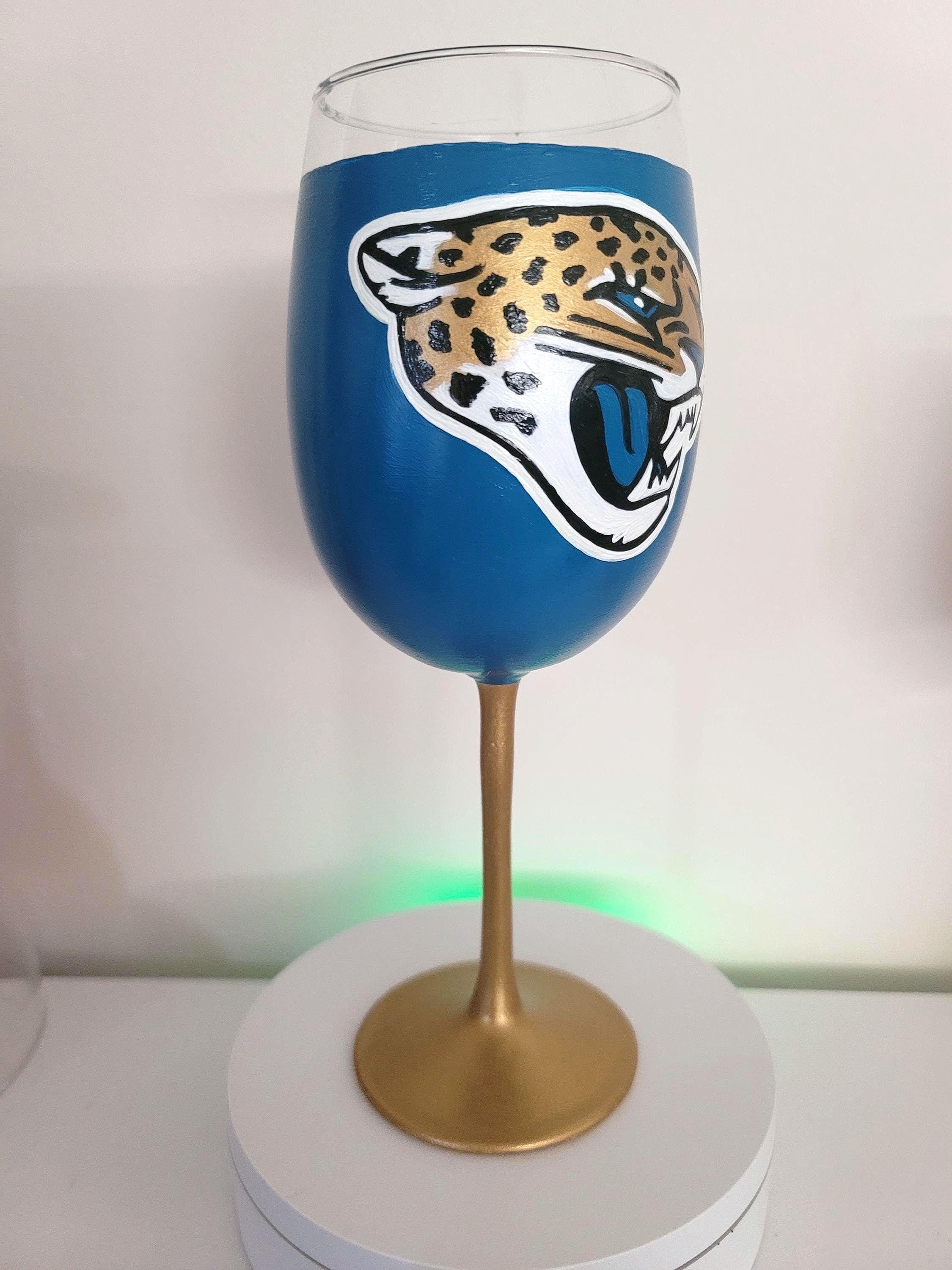 Hand Painted Jacksonville Jaguars Wine Glass, 18 oz, view 4