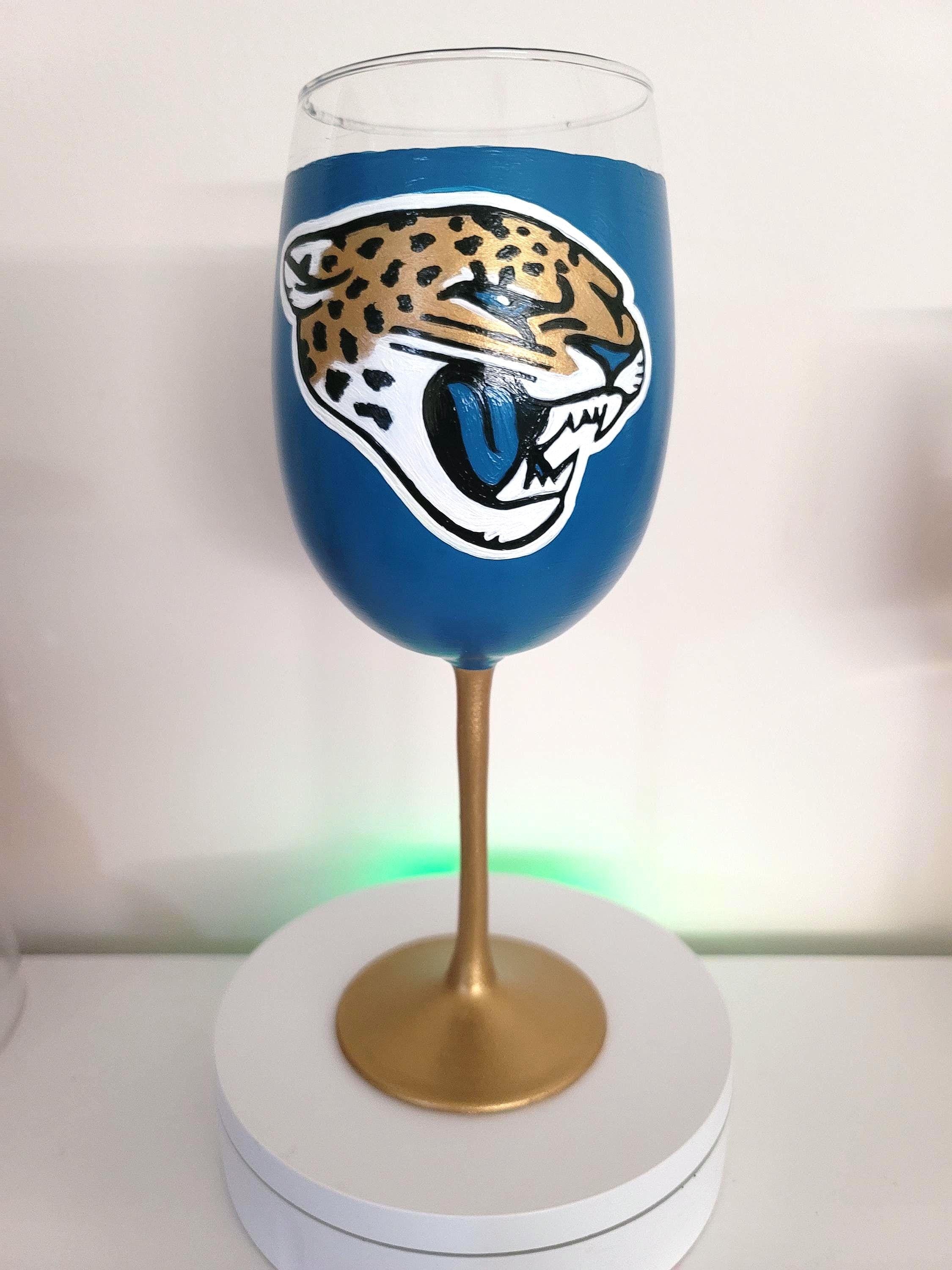 Hand Painted Jacksonville Jaguars Wine Glass, 18 oz, view 5