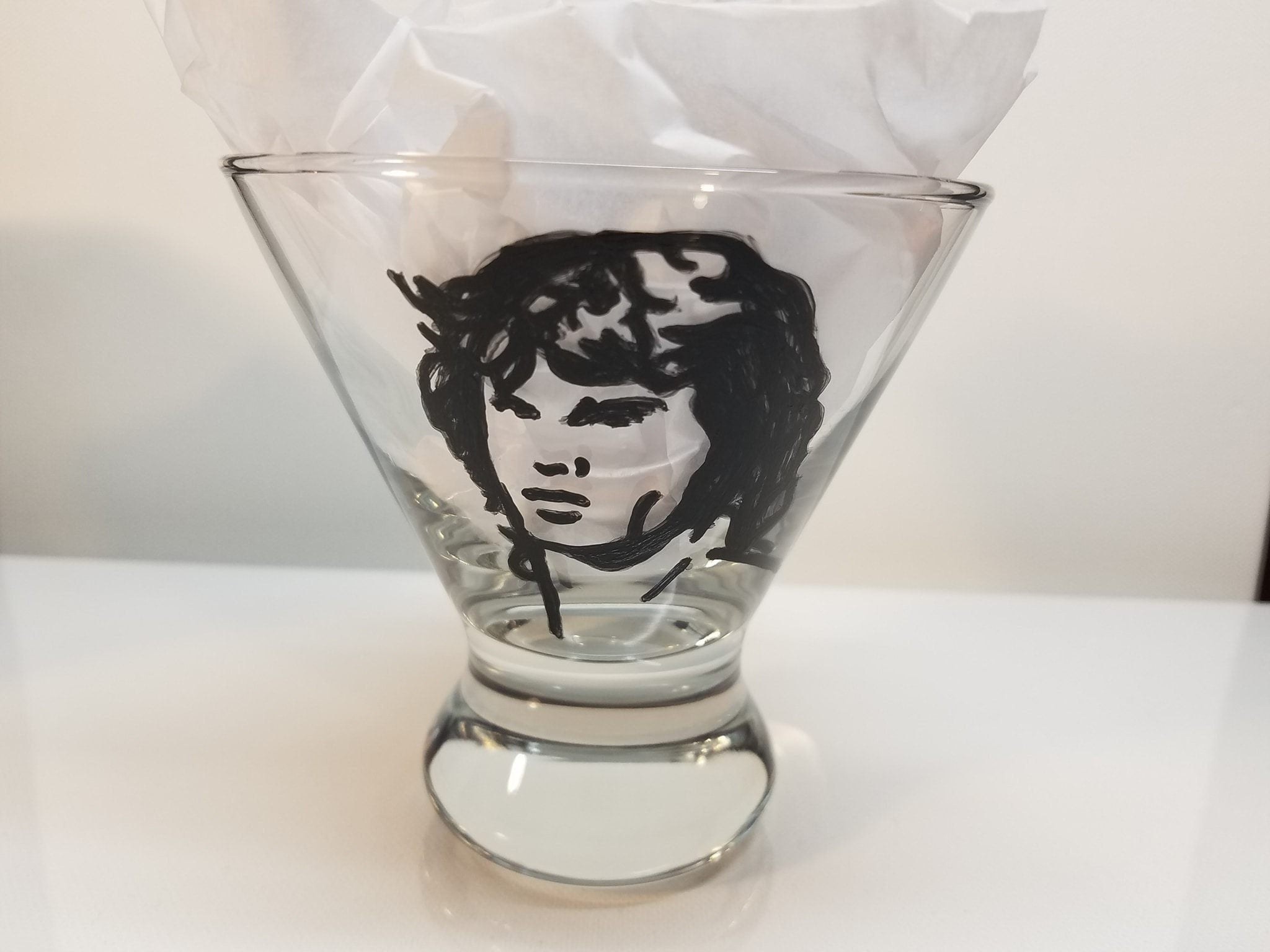 Hand Painted Jim Morrison Martini Glass, The Doors Fan Art