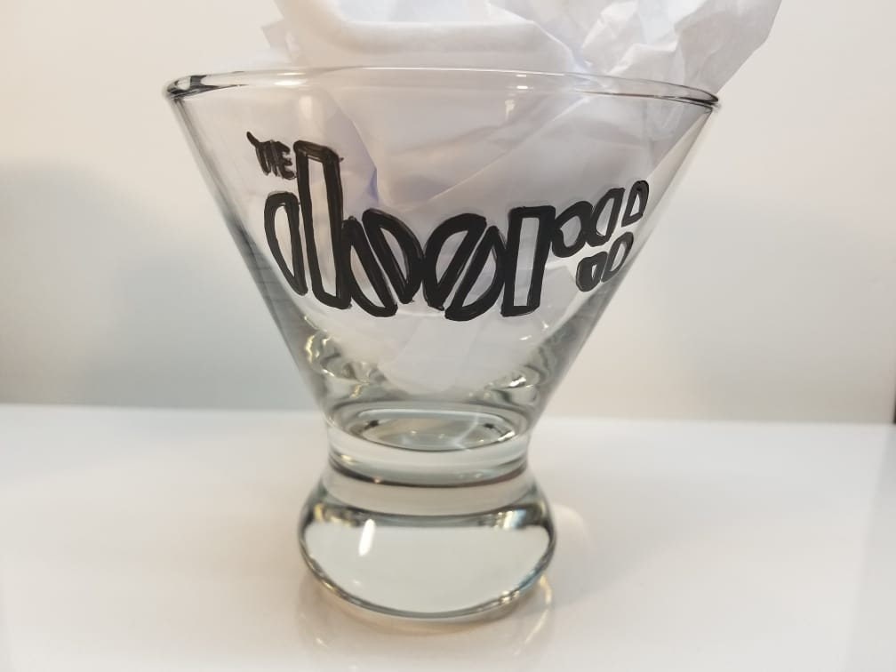 Hand Painted Jim Morrison Martini Glass, The Doors Fan Art, view 2