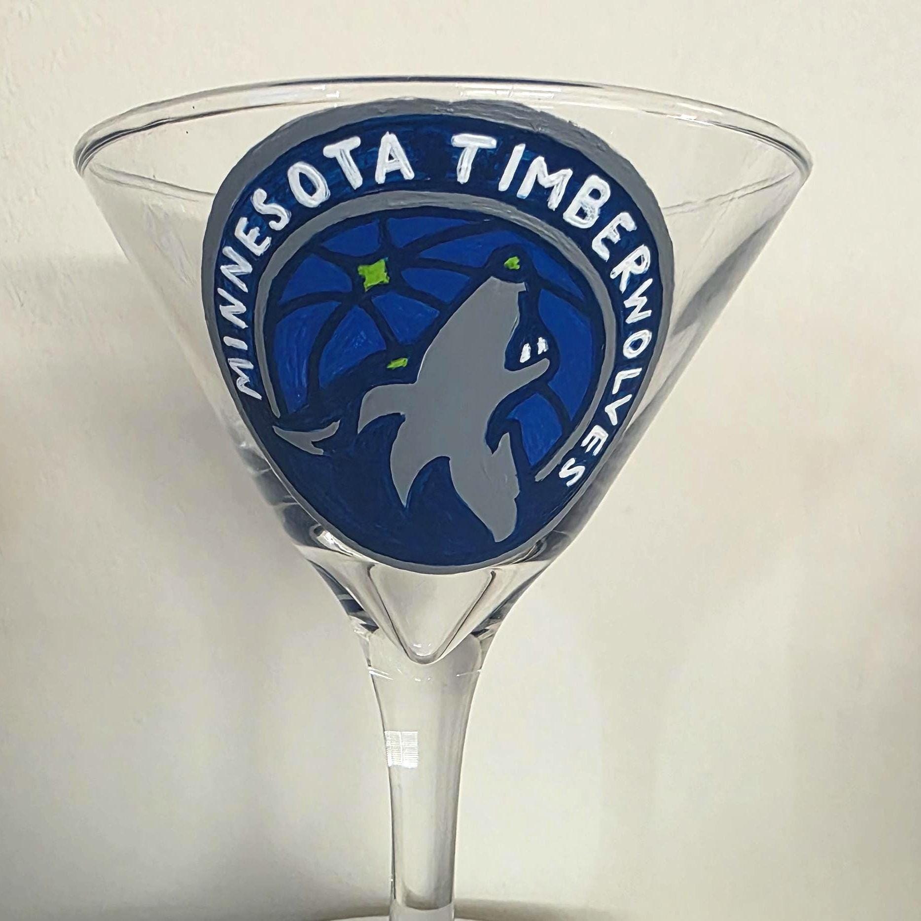 Hand Painted Minnesota Timberwolves Martini Glass – NBA Barware Gift