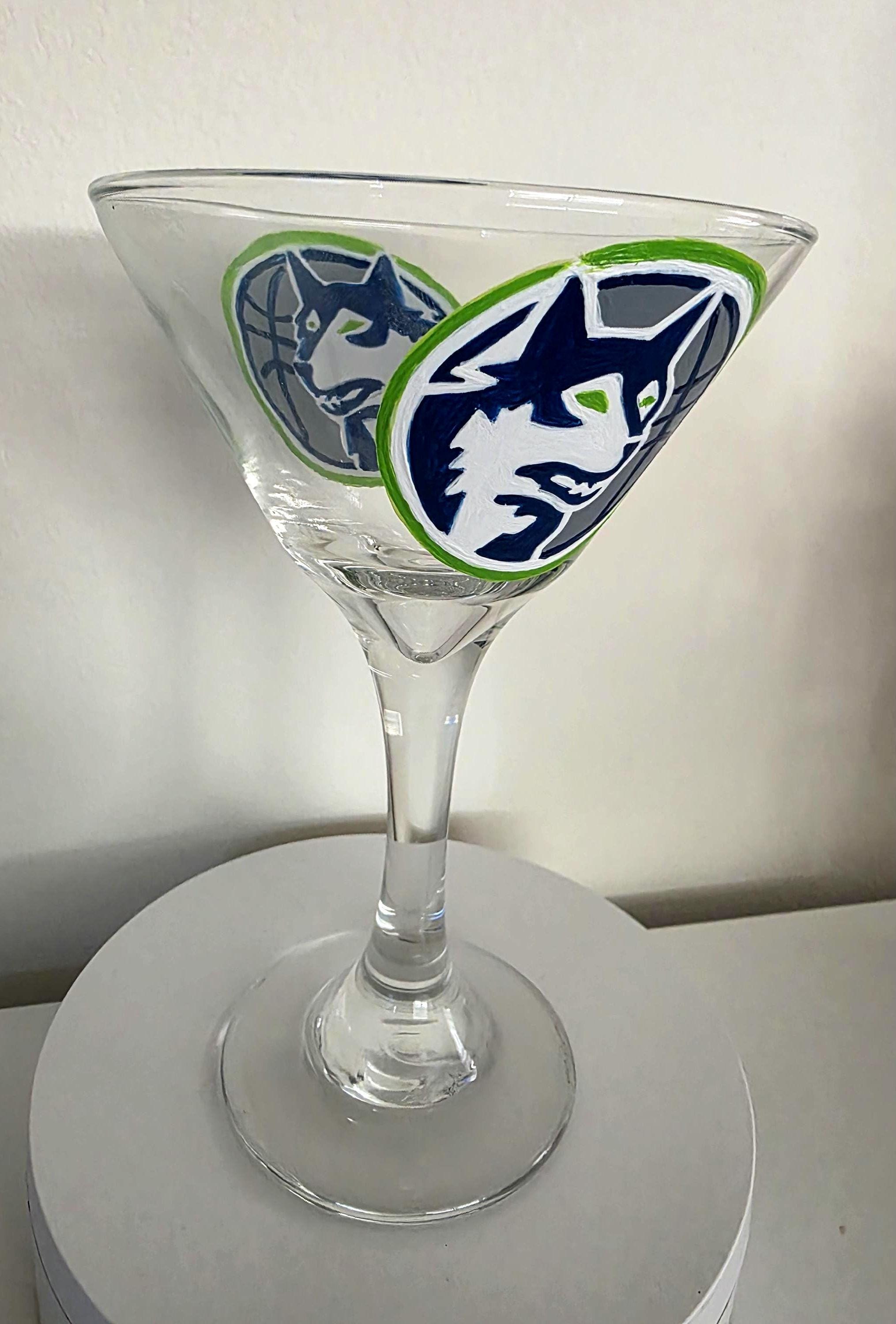 Hand Painted Minnesota Timberwolves Martini Glass – NBA Barware Gift, view 3