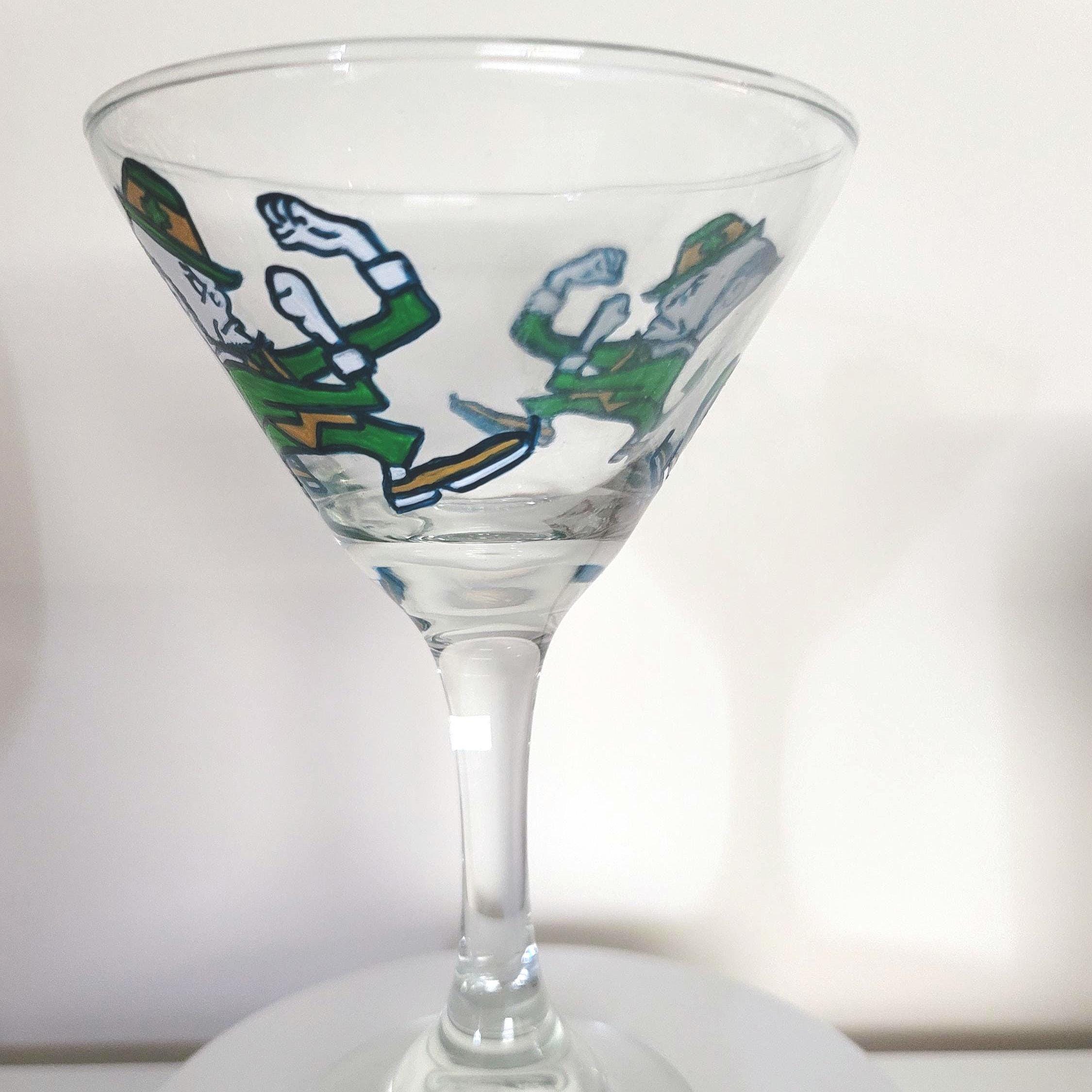 Hand Painted Notre Dame Martini Glass, Fighting Irish Gift, view 2
