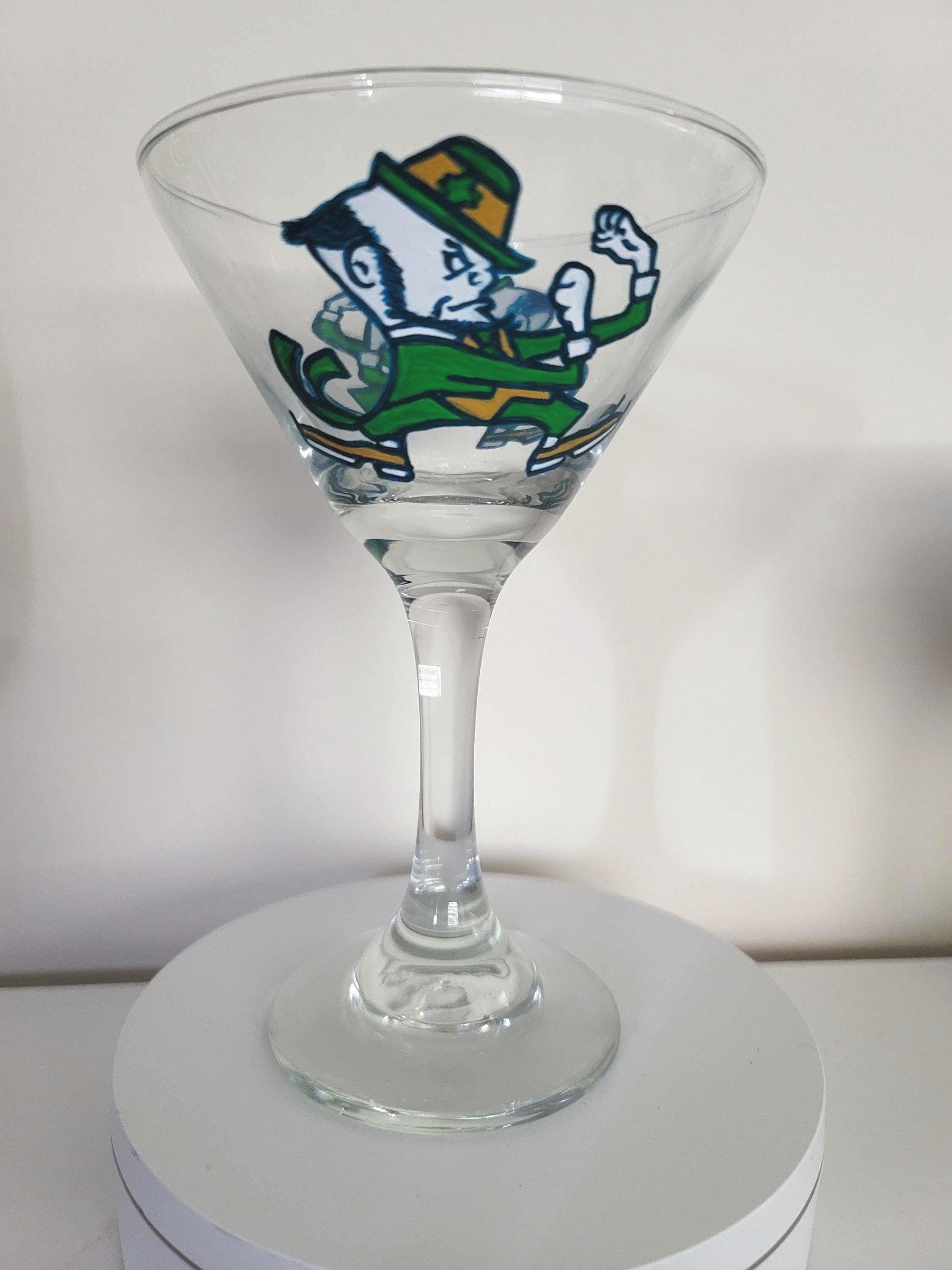 Hand Painted Notre Dame Martini Glass, Fighting Irish Gift, view 5
