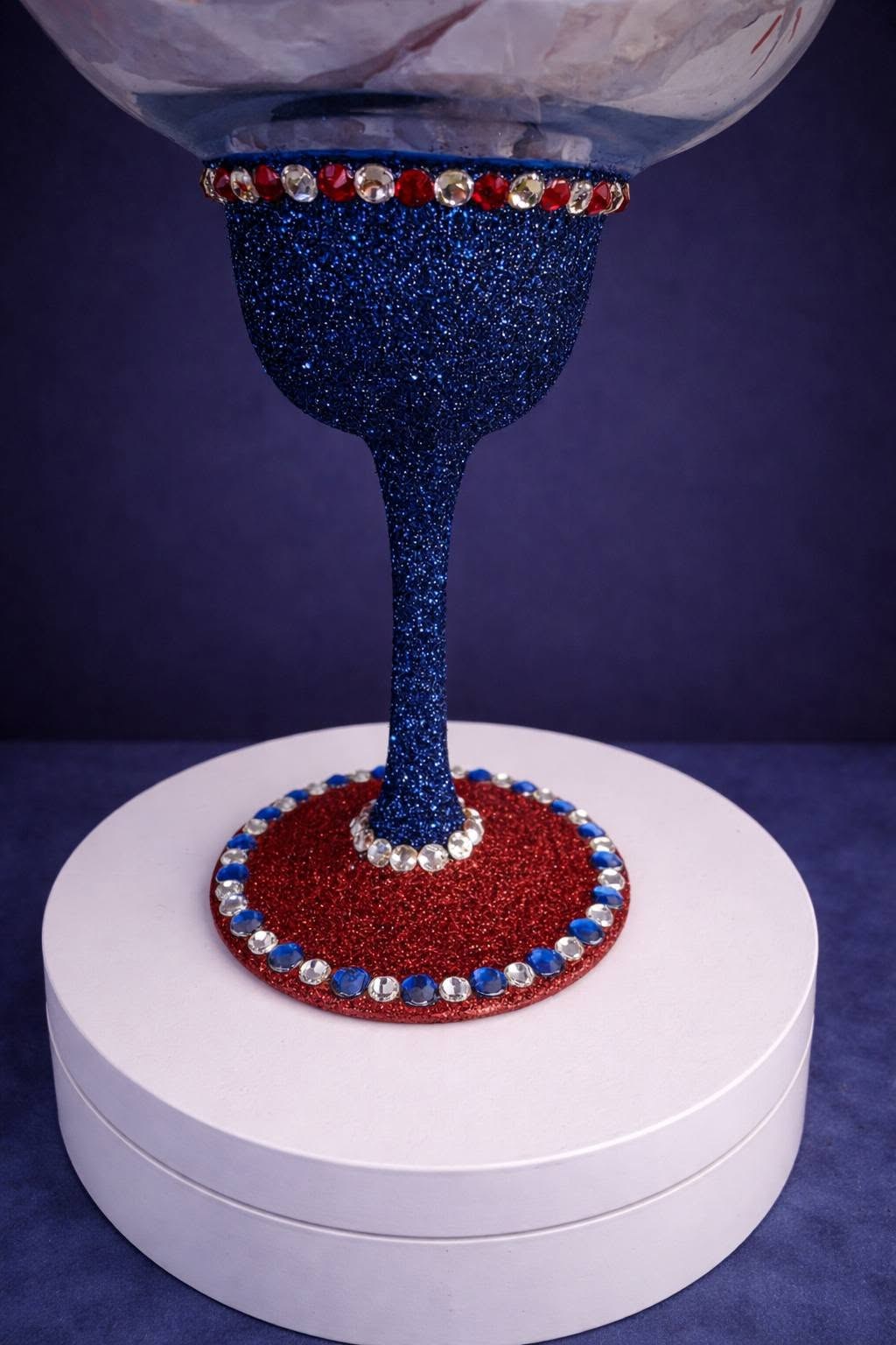 Hand Painted Patriotic God Bless America Bling Margarita Glass, view 2
