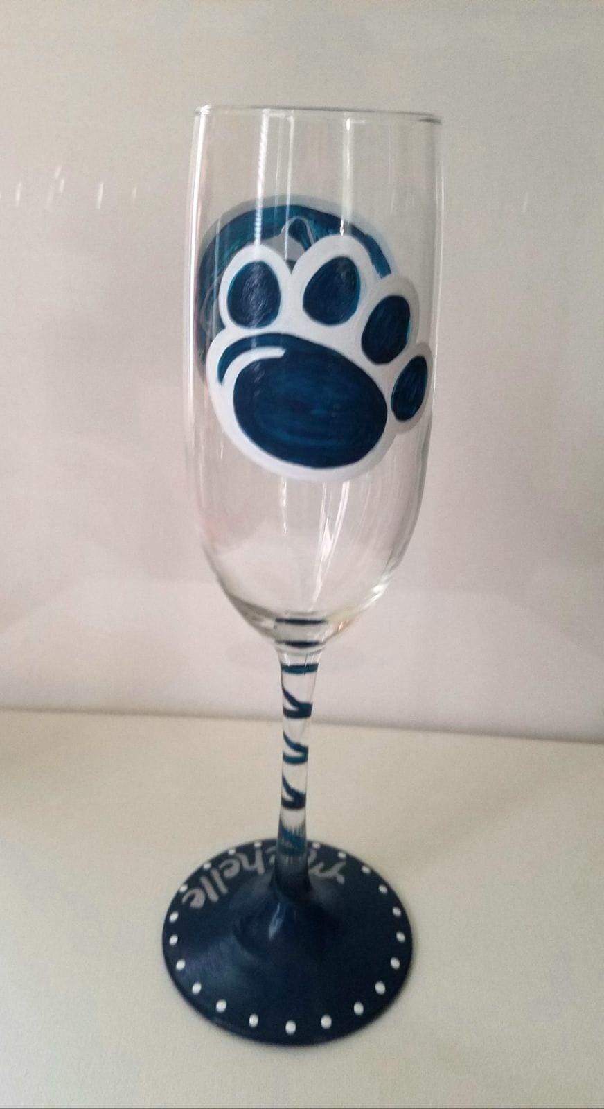 Hand Painted Penn State Nittany Lions Champagne Glass, view 2