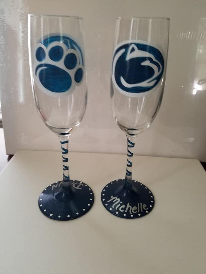 Hand Painted Penn State Nittany Lions Champagne Glass, view 3