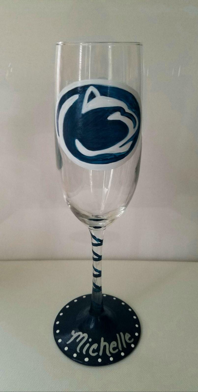 Hand Painted Penn State Nittany Lions Champagne Glass, view 4