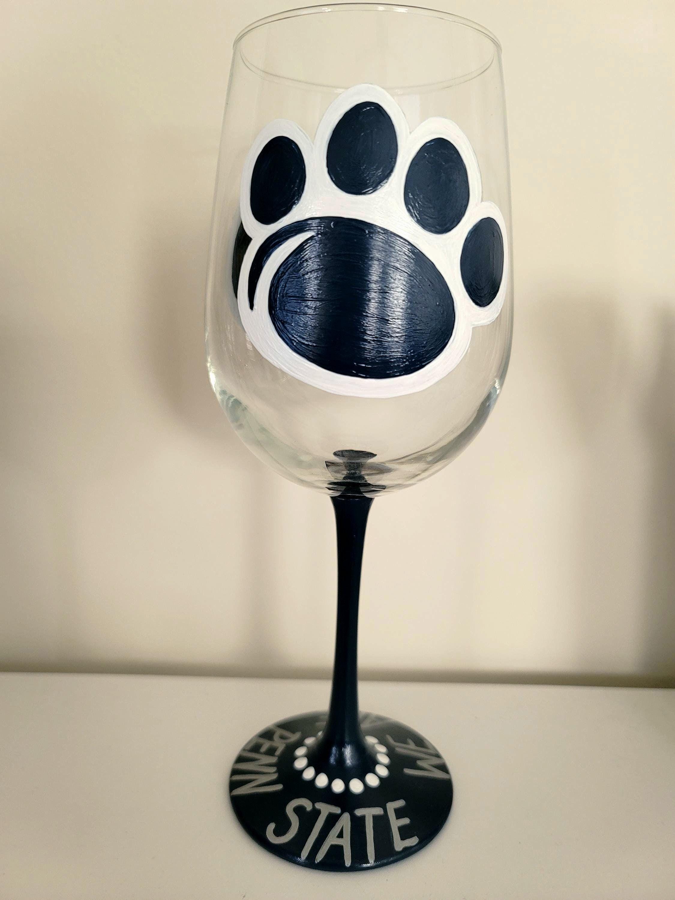 Hand Painted Penn State Nittany Lions Wine Glass, view 3
