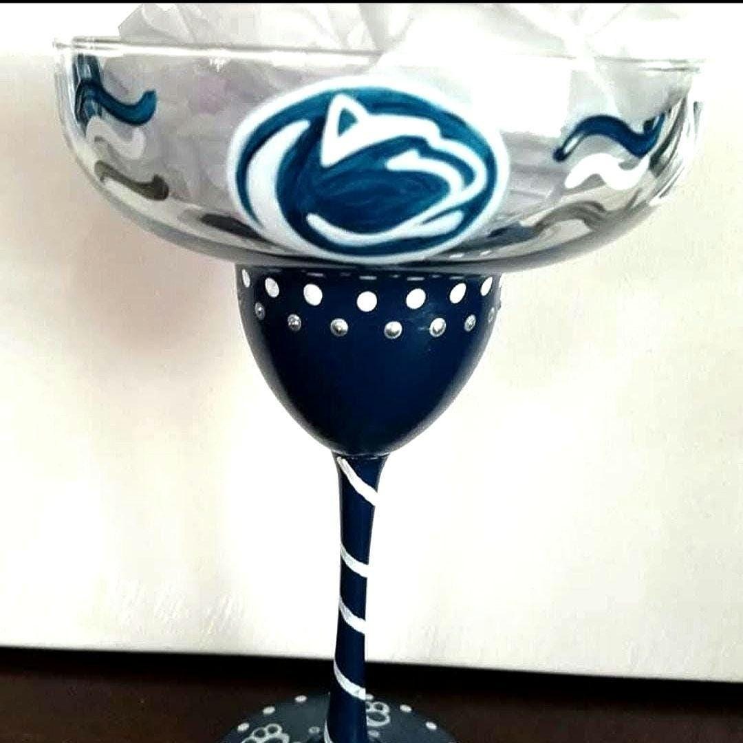 Hand Painted Penn State Sorority Margarita Glass, Bling Glass