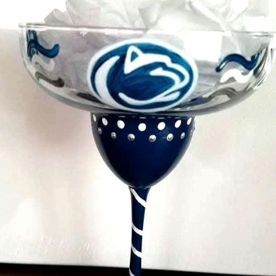 Hand Painted Penn State Sorority Margarita Glass, Bling Glass, view 2