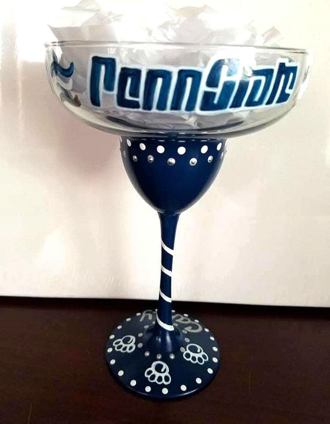Hand Painted Penn State Sorority Margarita Glass, Bling Glass, view 3
