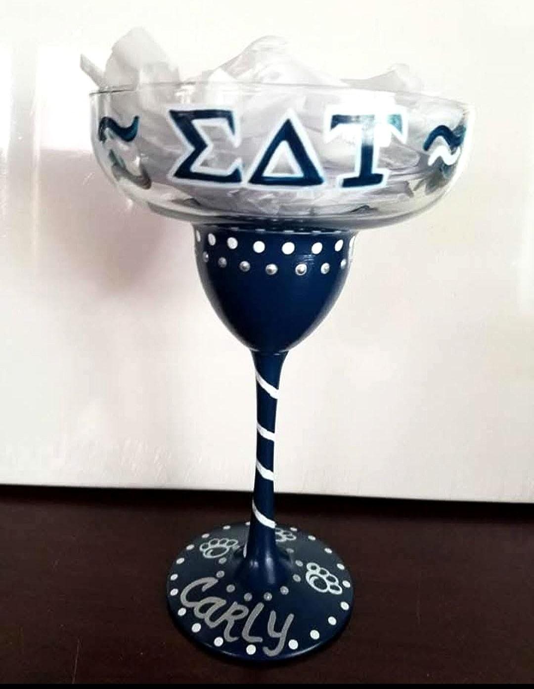 Hand Painted Penn State Sorority Margarita Glass, Bling Glass, view 4