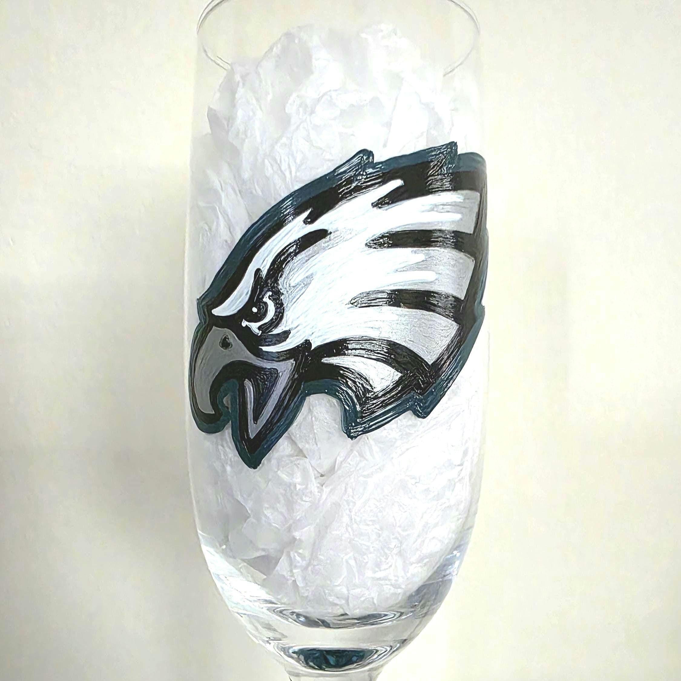 Hand Painted Philadelphia Eagles Champagne Glass, Football Gift