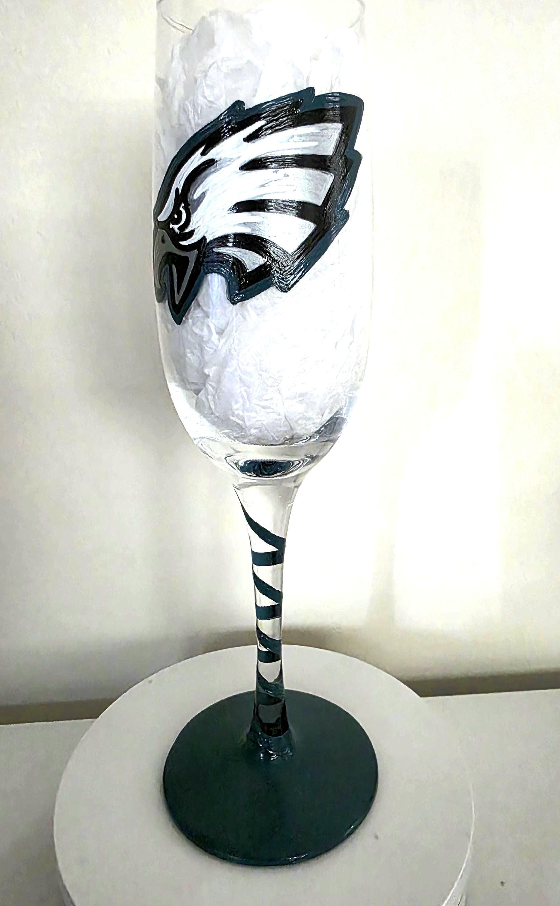 Hand Painted Philadelphia Eagles Champagne Glass, Football Gift, view 4