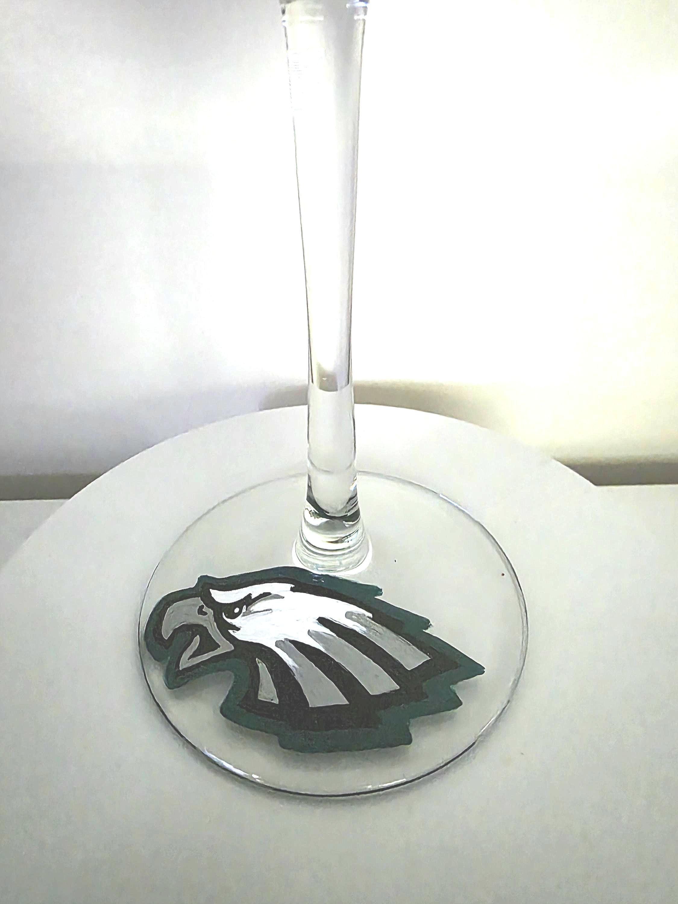 Hand Painted Philadelphia Eagles Wine Glass, Football Gift, view 3