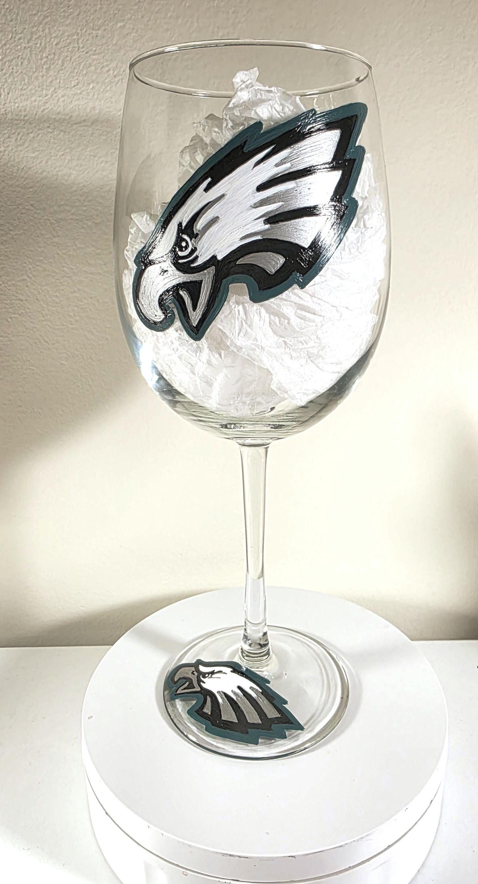 Hand Painted Philadelphia Eagles Wine Glass, Football Gift, view 4