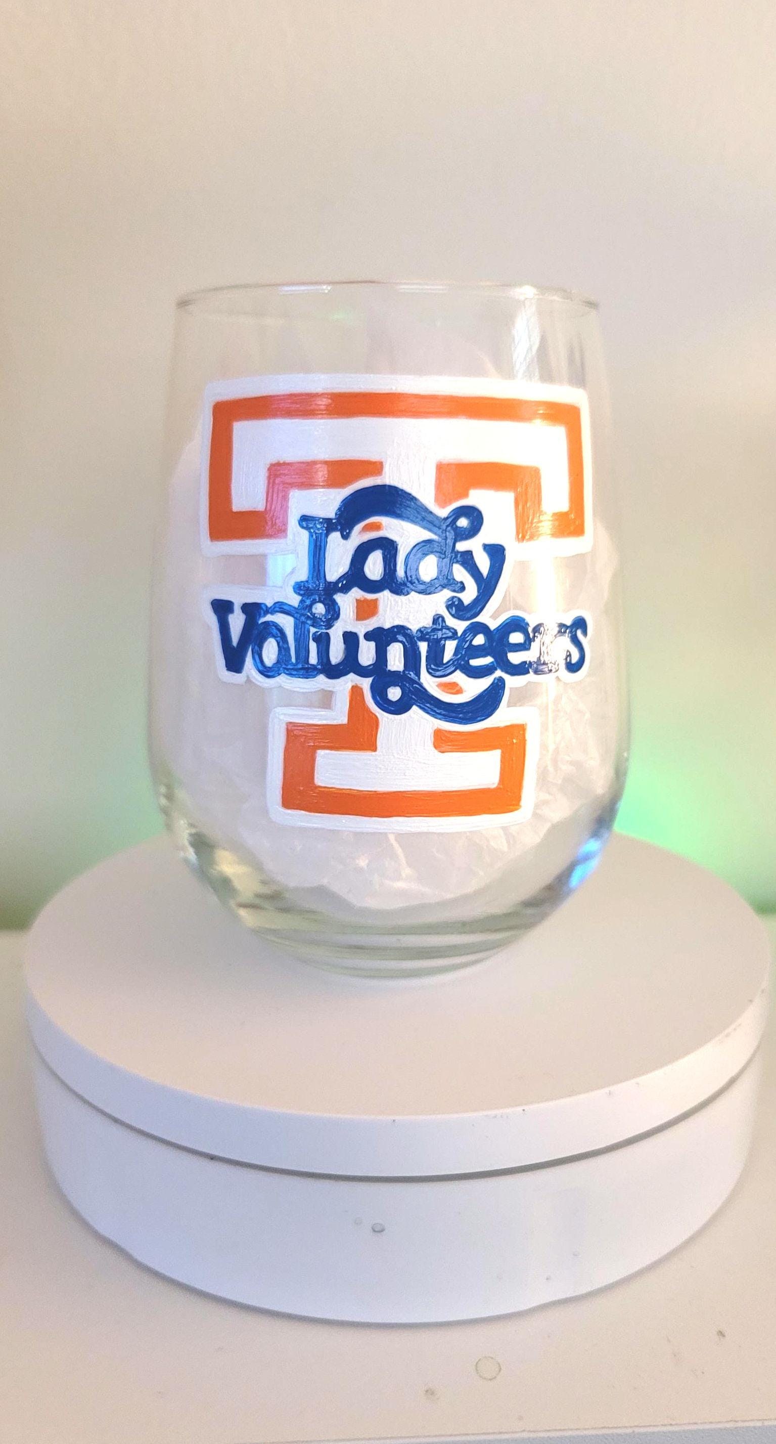 Hand Painted Tennessee Lady Volunteers 18 oz Stemless Wine Glass, view 2