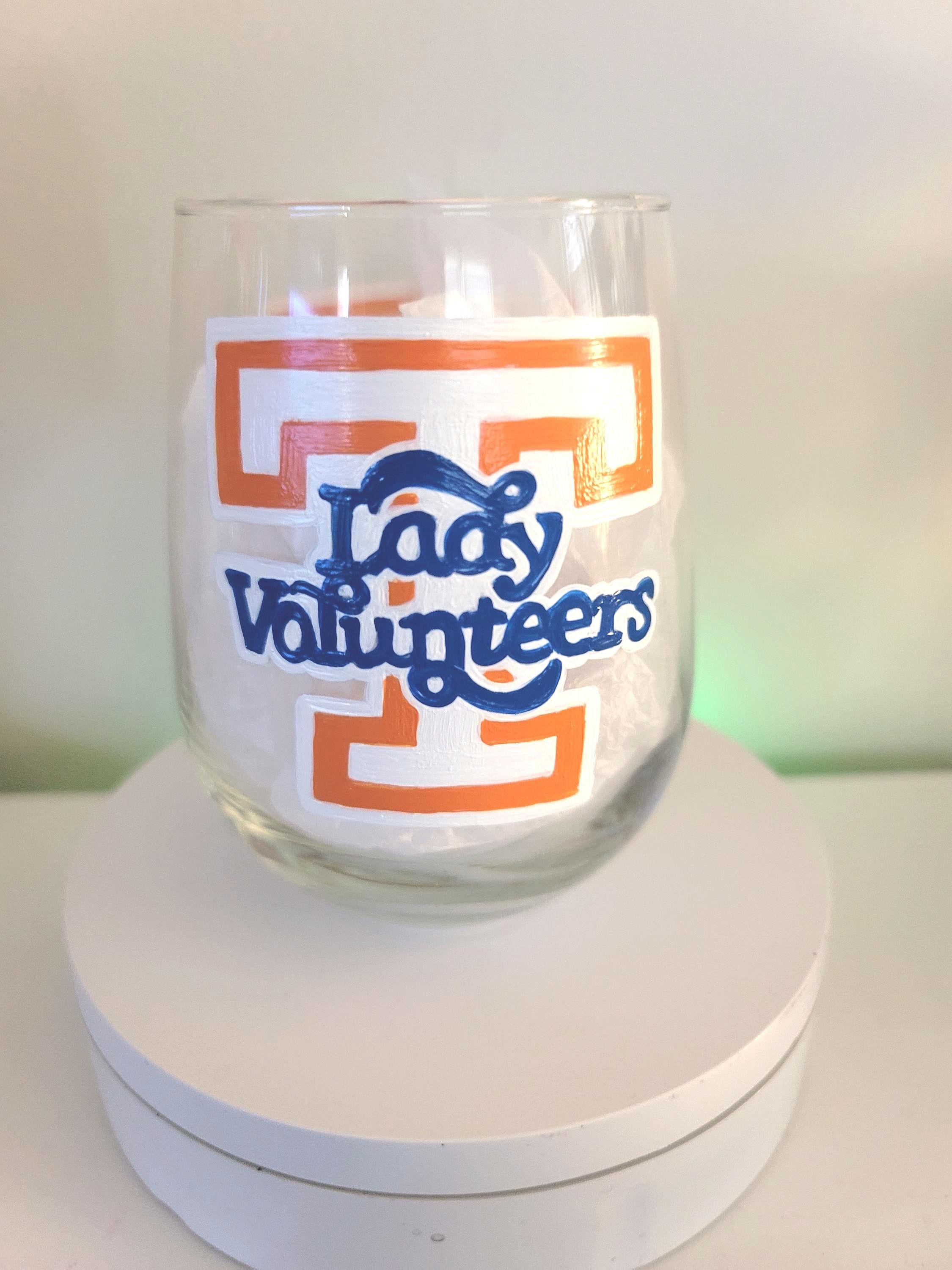 Hand Painted Tennessee Lady Volunteers 18 oz Stemless Wine Glass, view 3