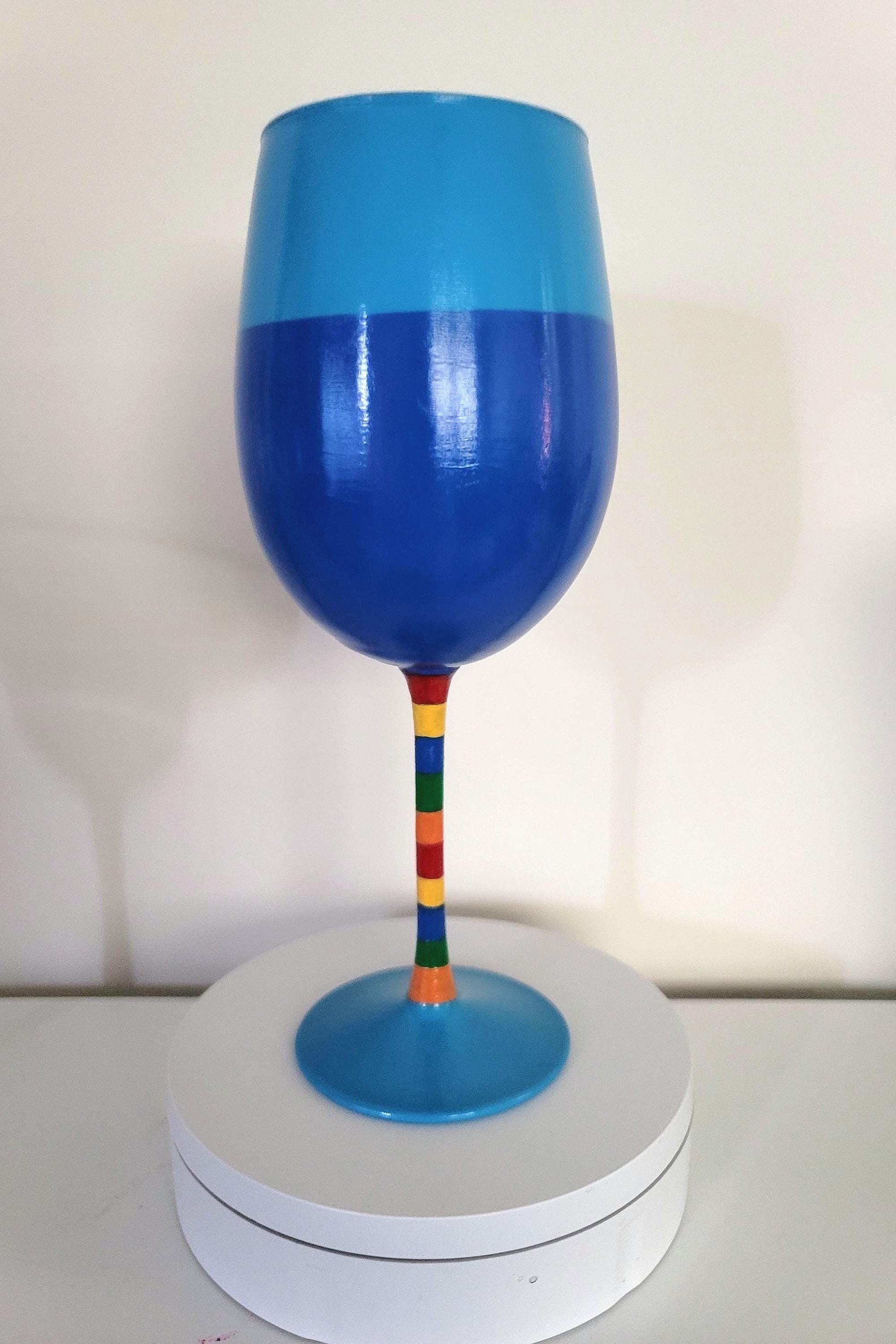 Hand Painted Tropical Parrot Wine Glass: Beach Party Theme, view 4