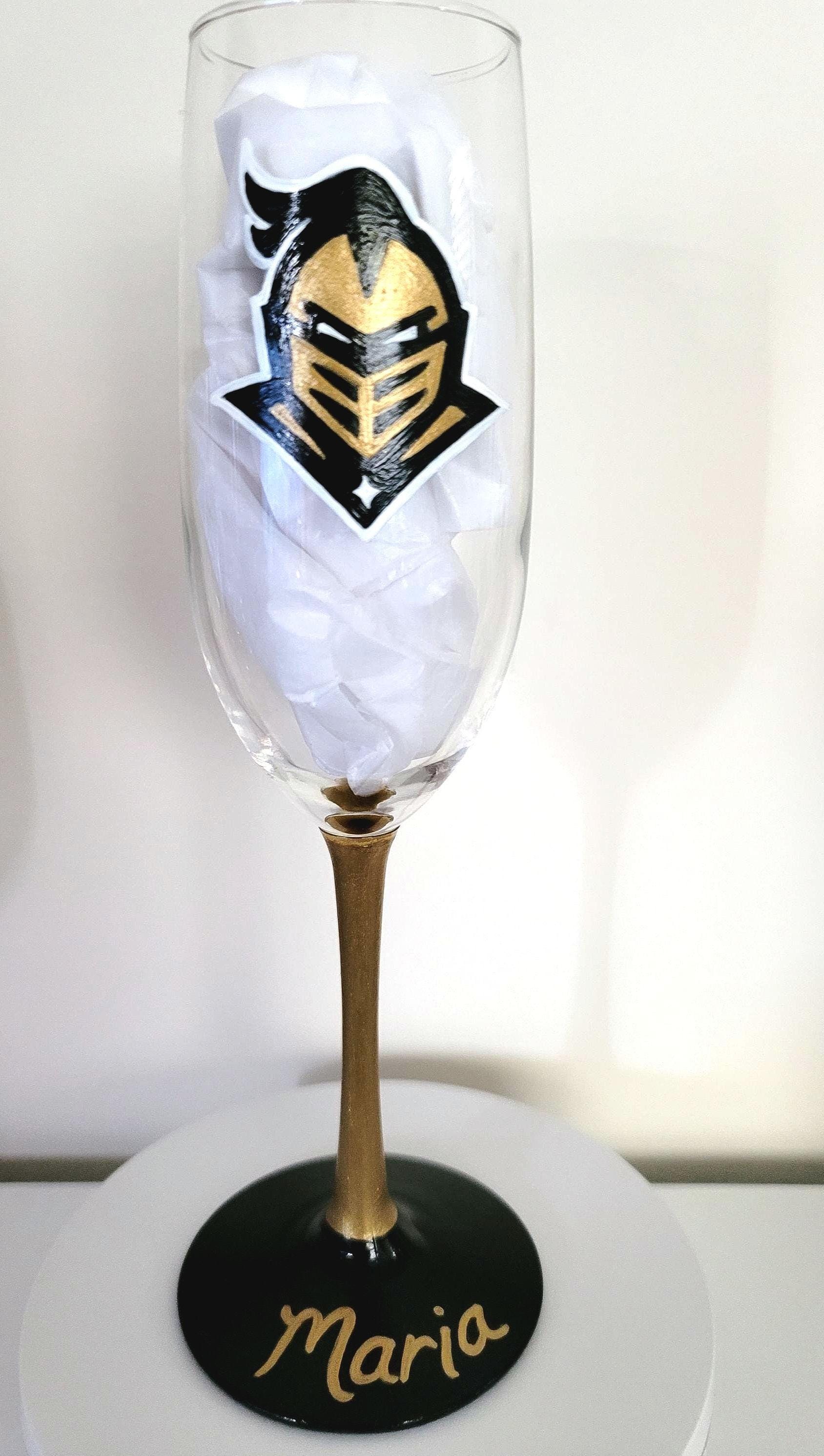 Hand Painted UCF Knights Champagne Flute, College Football Gift, view 4