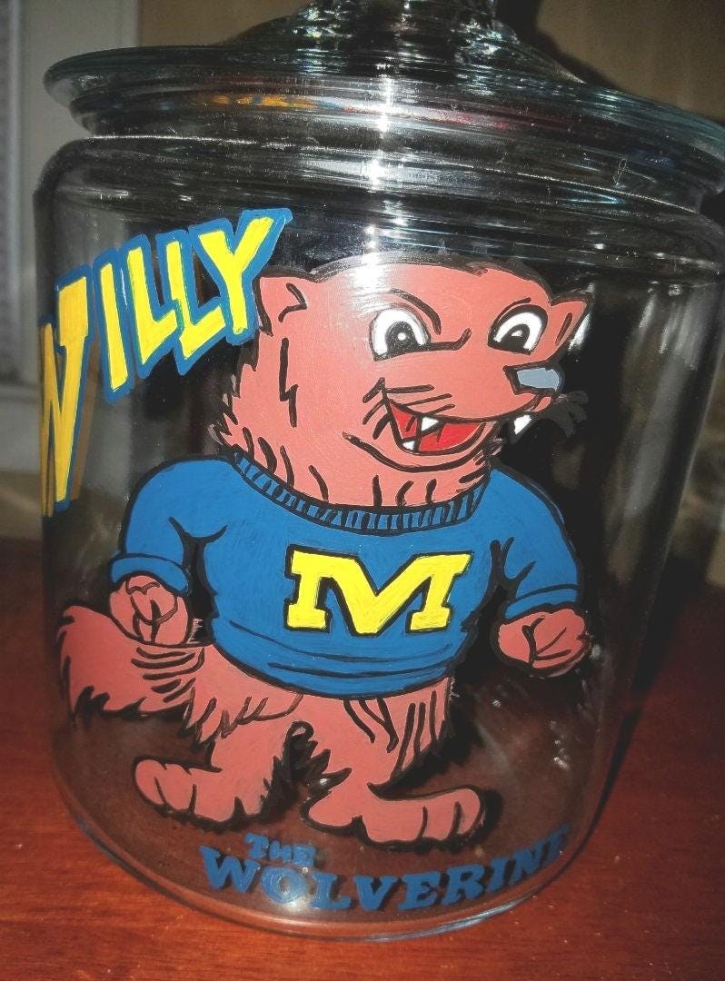 Hand Painted Willy the Wolverine Michigan Wolverines Cookie Jar, view 2