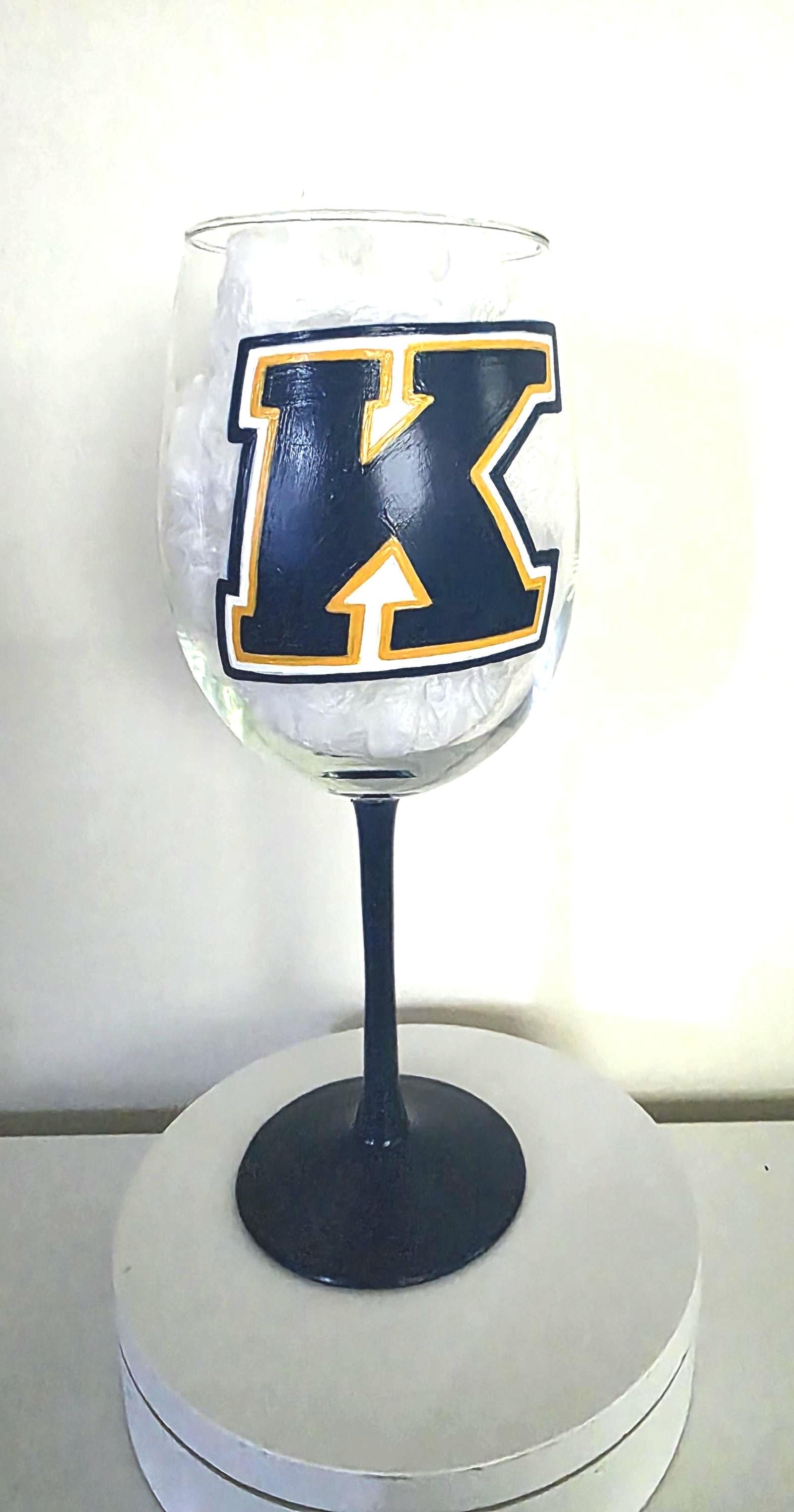 Kent State University Wine Glass, Hand Painted Glitter Stem/Graduation Gift/College Gift, view 5