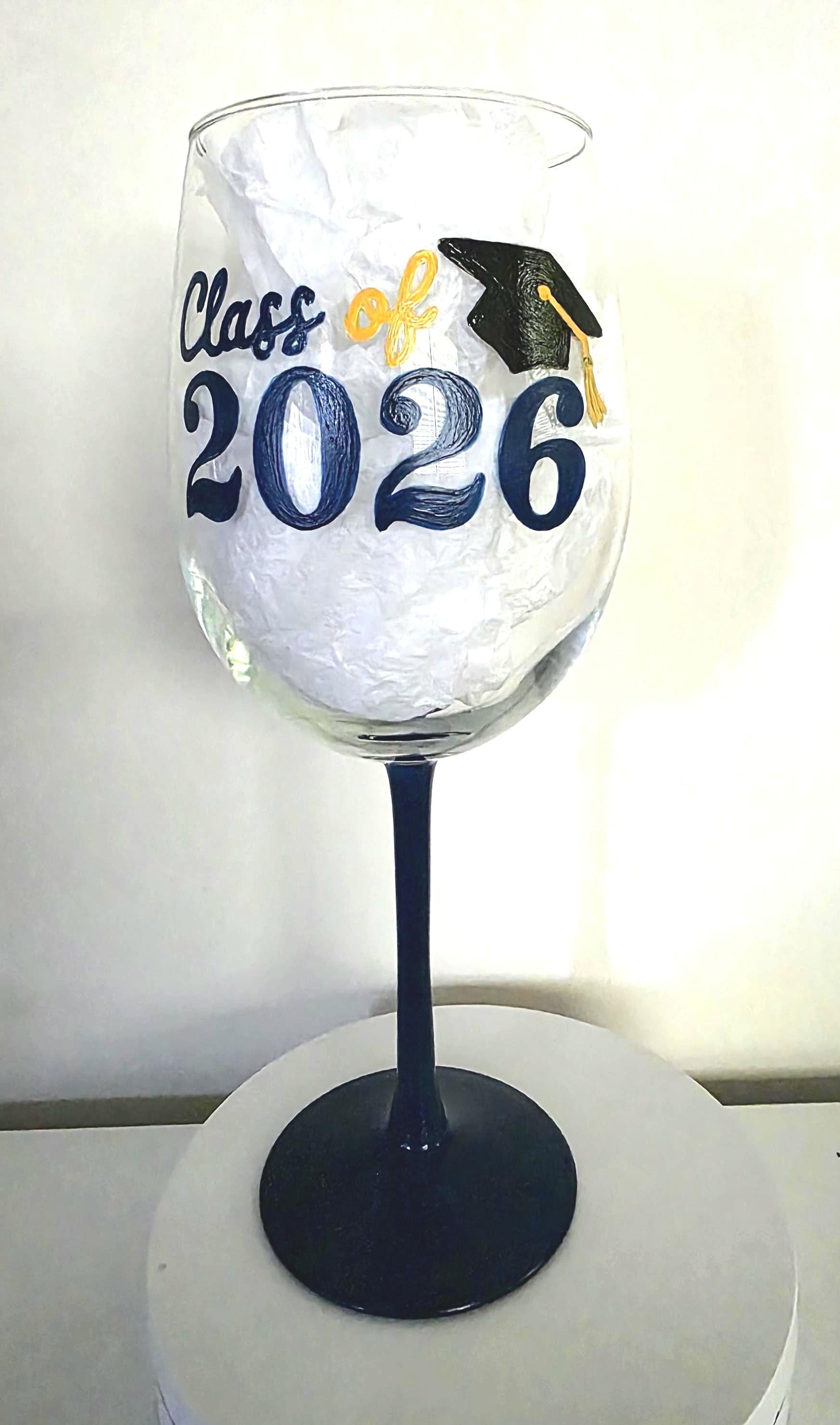 Kent State University Wine Glass, Hand Painted Glitter Stem/Graduation Gift/College Gift, view 3