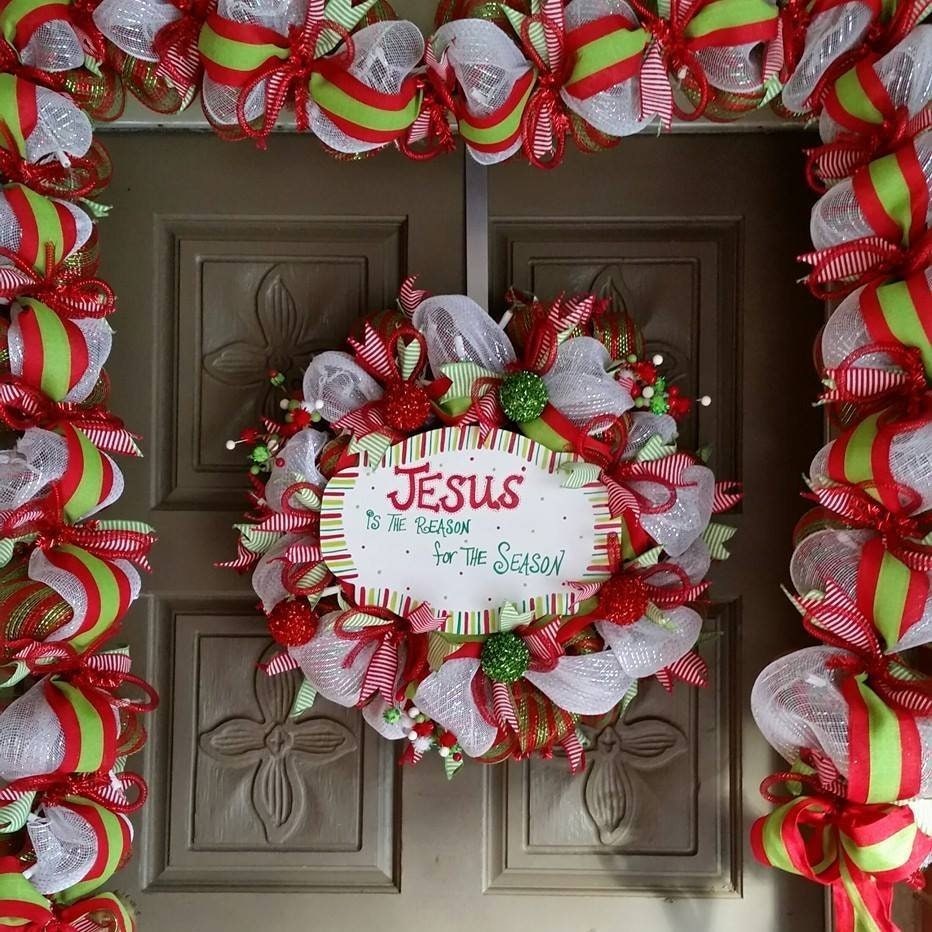 Lighted Christmas Jesus Is the Reason for the Season wreath and garland Set/ Holiday/Christmas Decorations, view 2