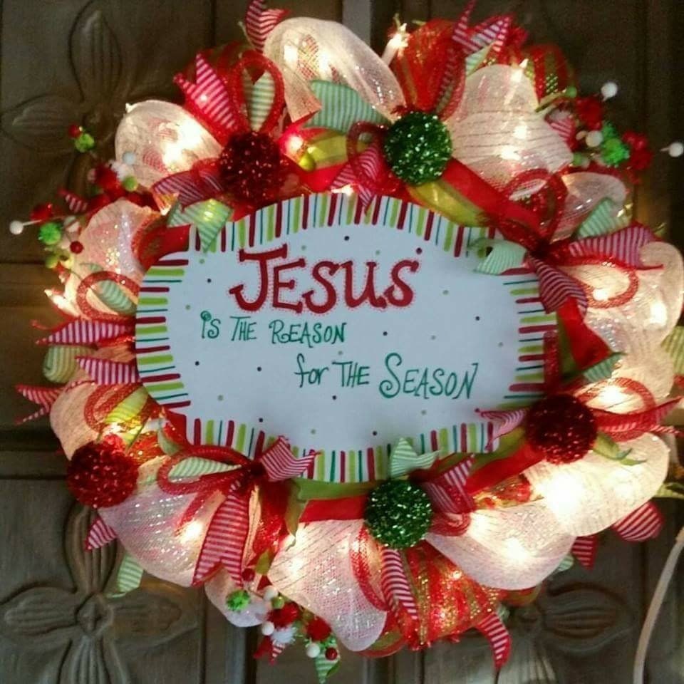 Lighted Christmas Jesus Is the Reason for the Season wreath and garland Set/ Holiday/Christmas Decorations, view 4