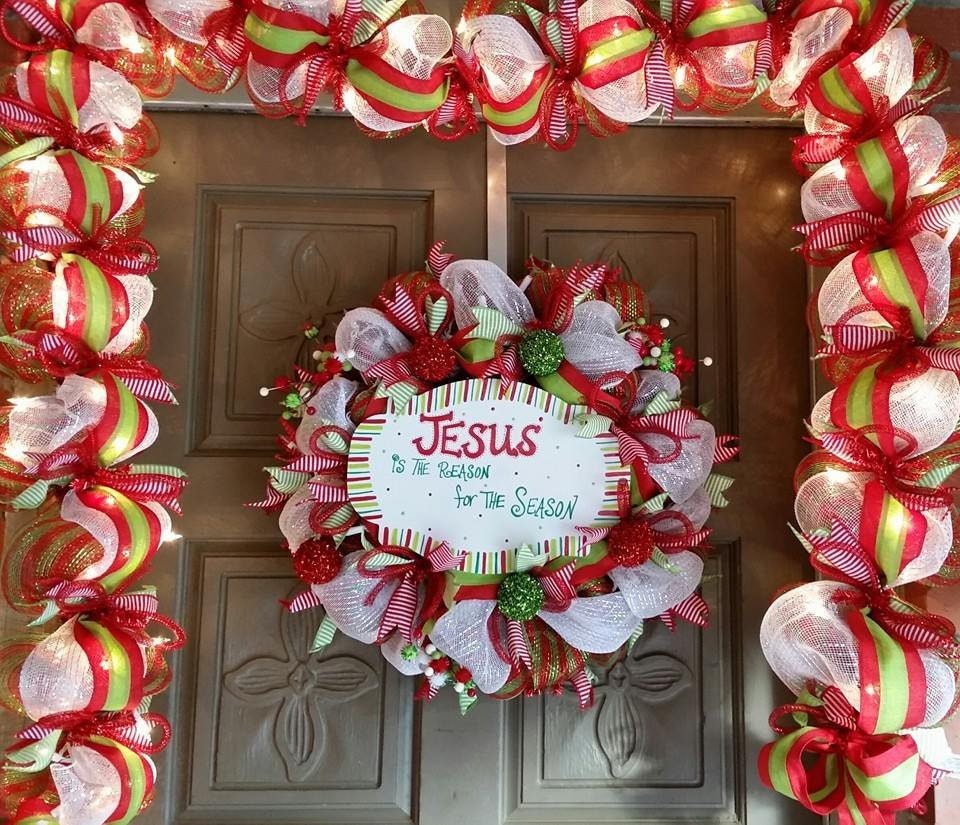 Lighted Christmas Jesus Is the Reason for the Season wreath and garland Set/ Holiday/Christmas Decorations, view 5