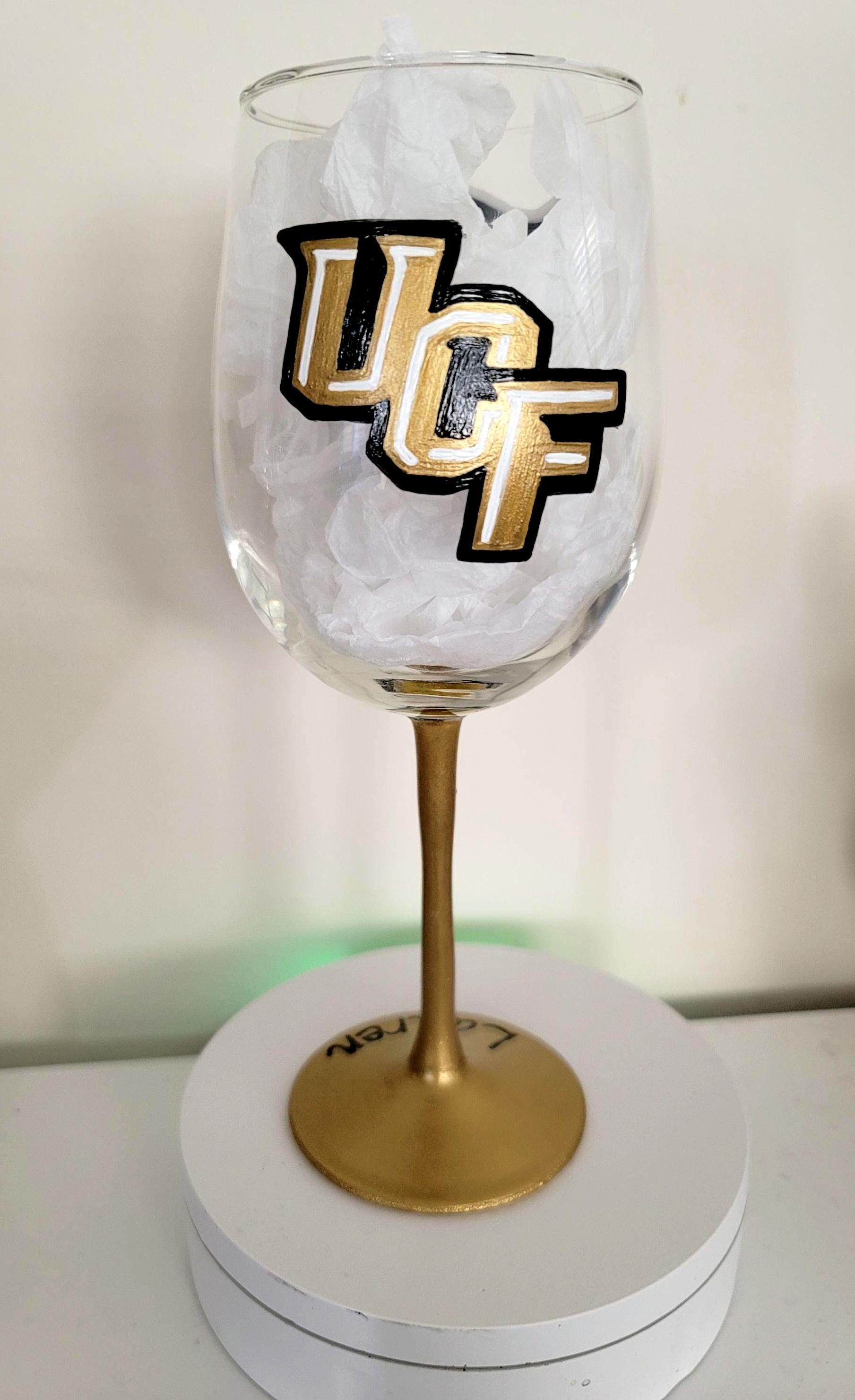 UCF Knights Hand Painted Wine Glass - College Football Gift, view 2