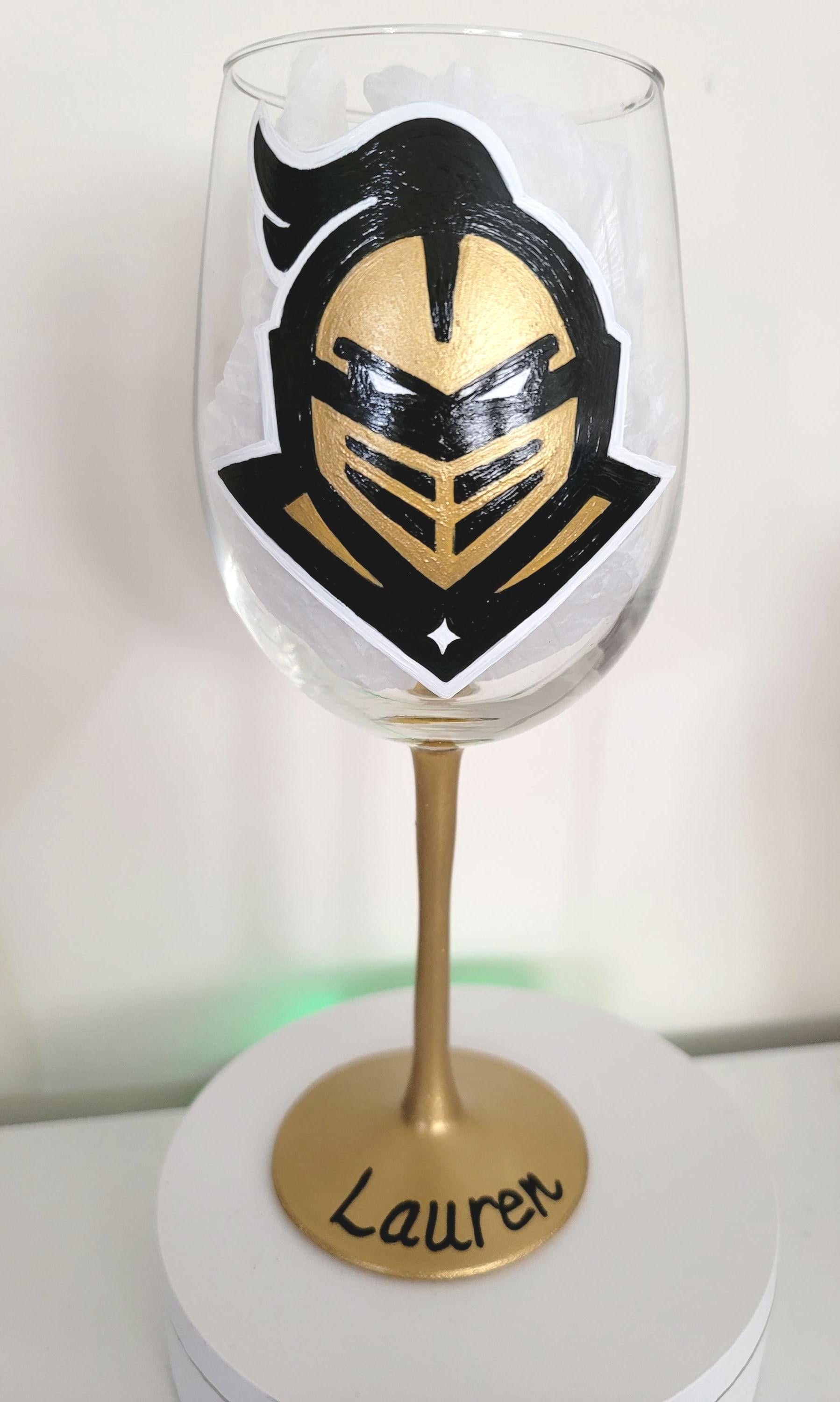UCF Knights Hand Painted Wine Glass - College Football Gift, view 3