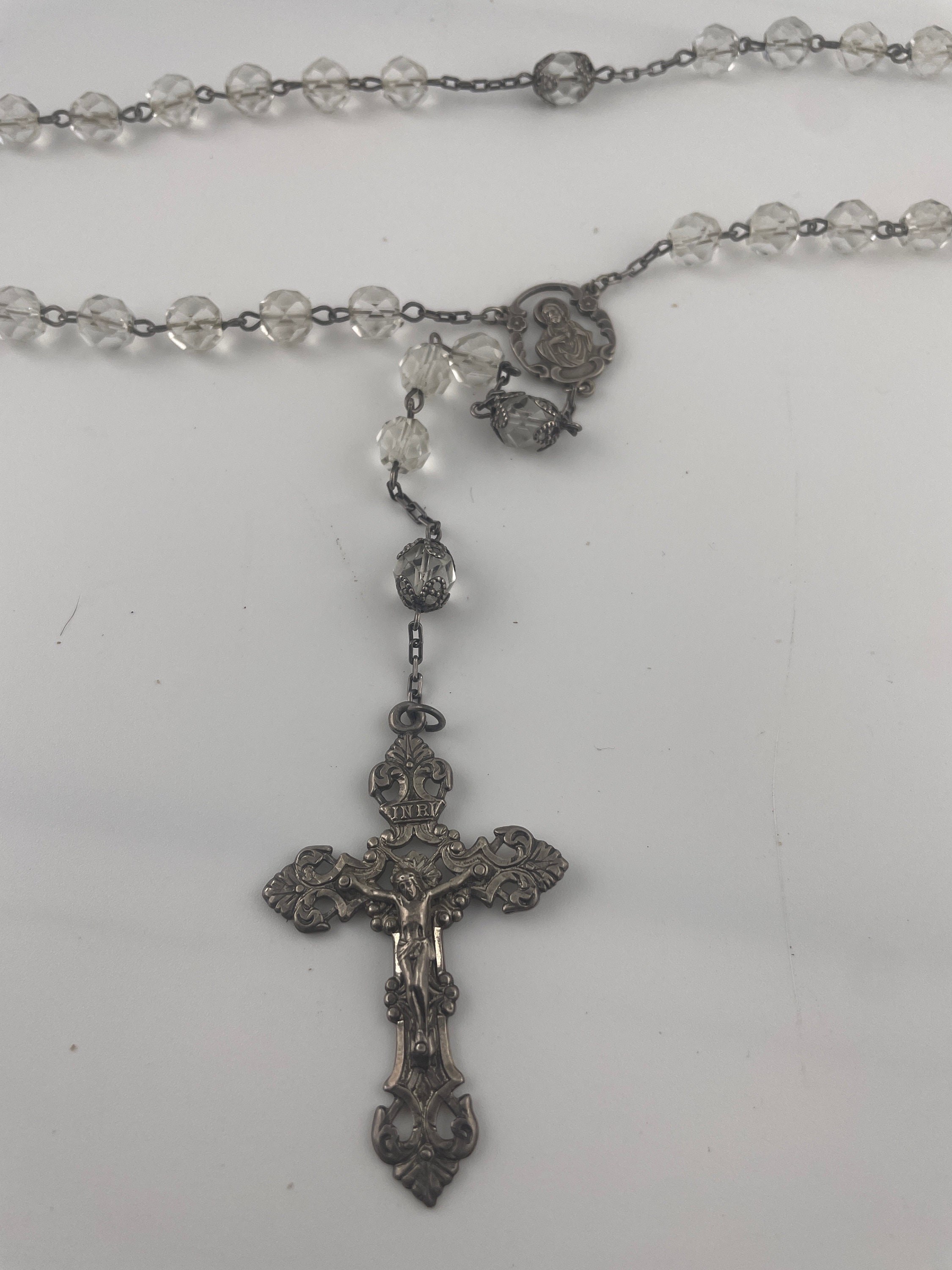 Vintage Sterling silver cut glass beads