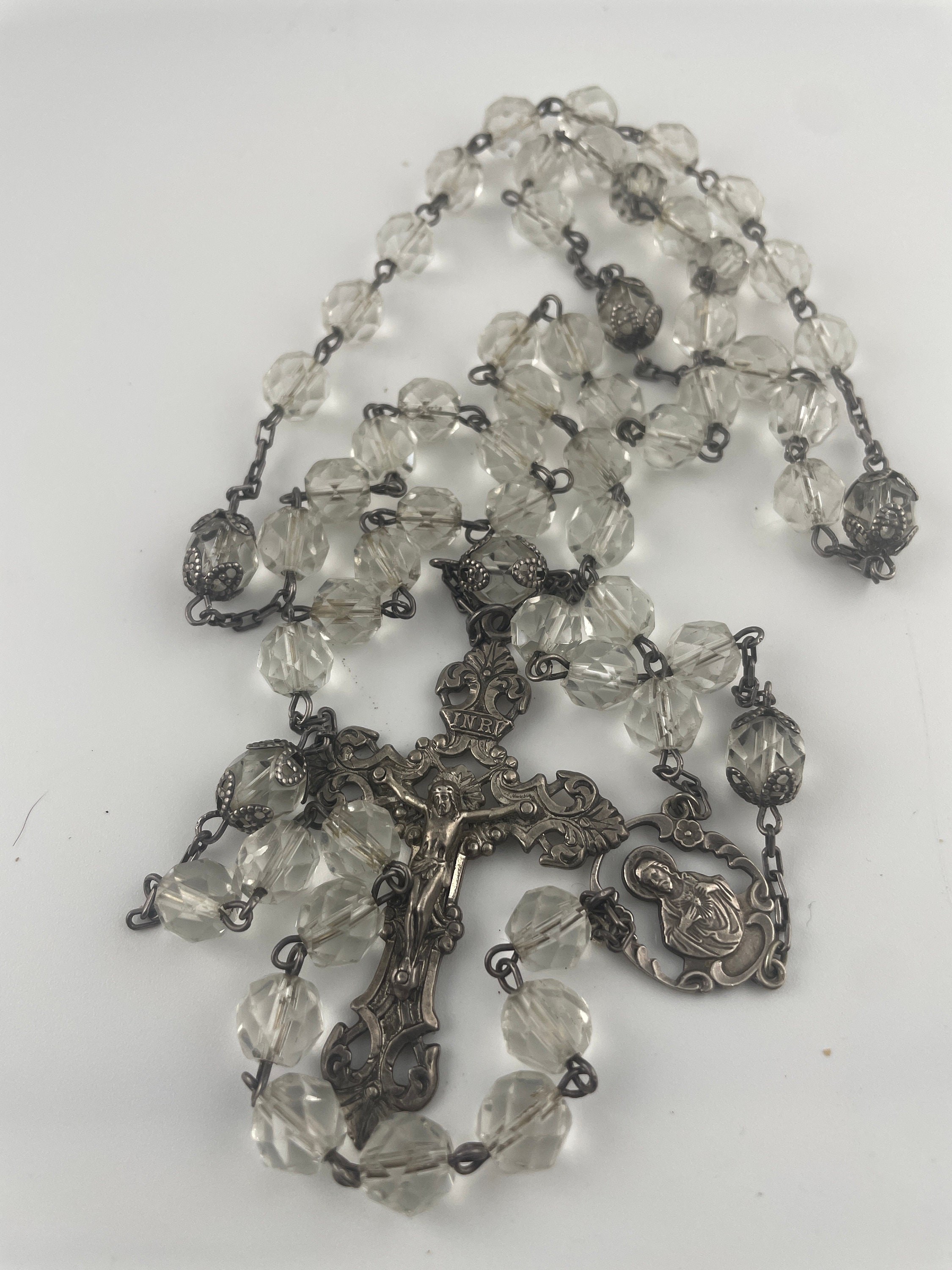 Vintage Sterling silver cut glass beads detail 2
