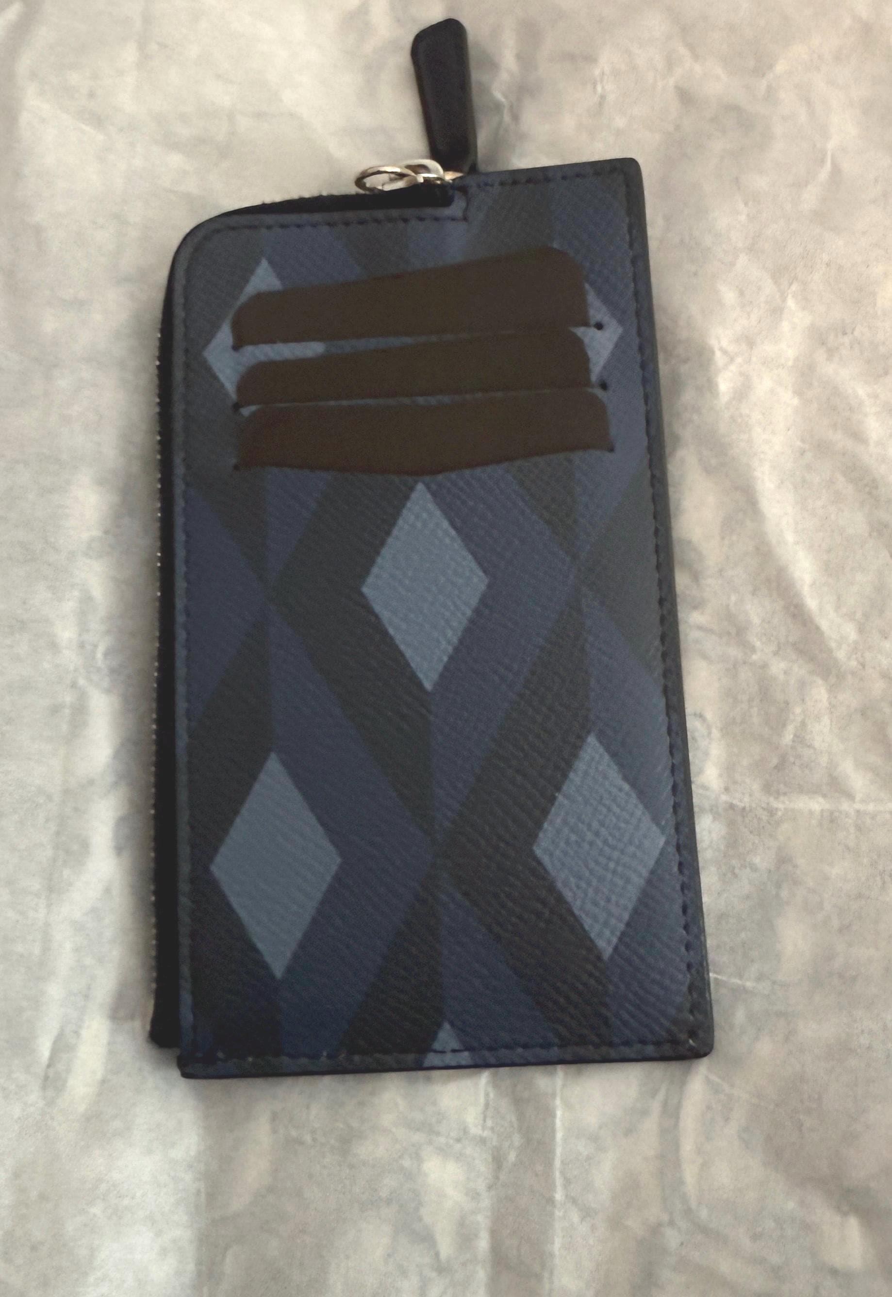 Dunhill Leather Coin Purse: Blue Pattern, 8 Card Slots