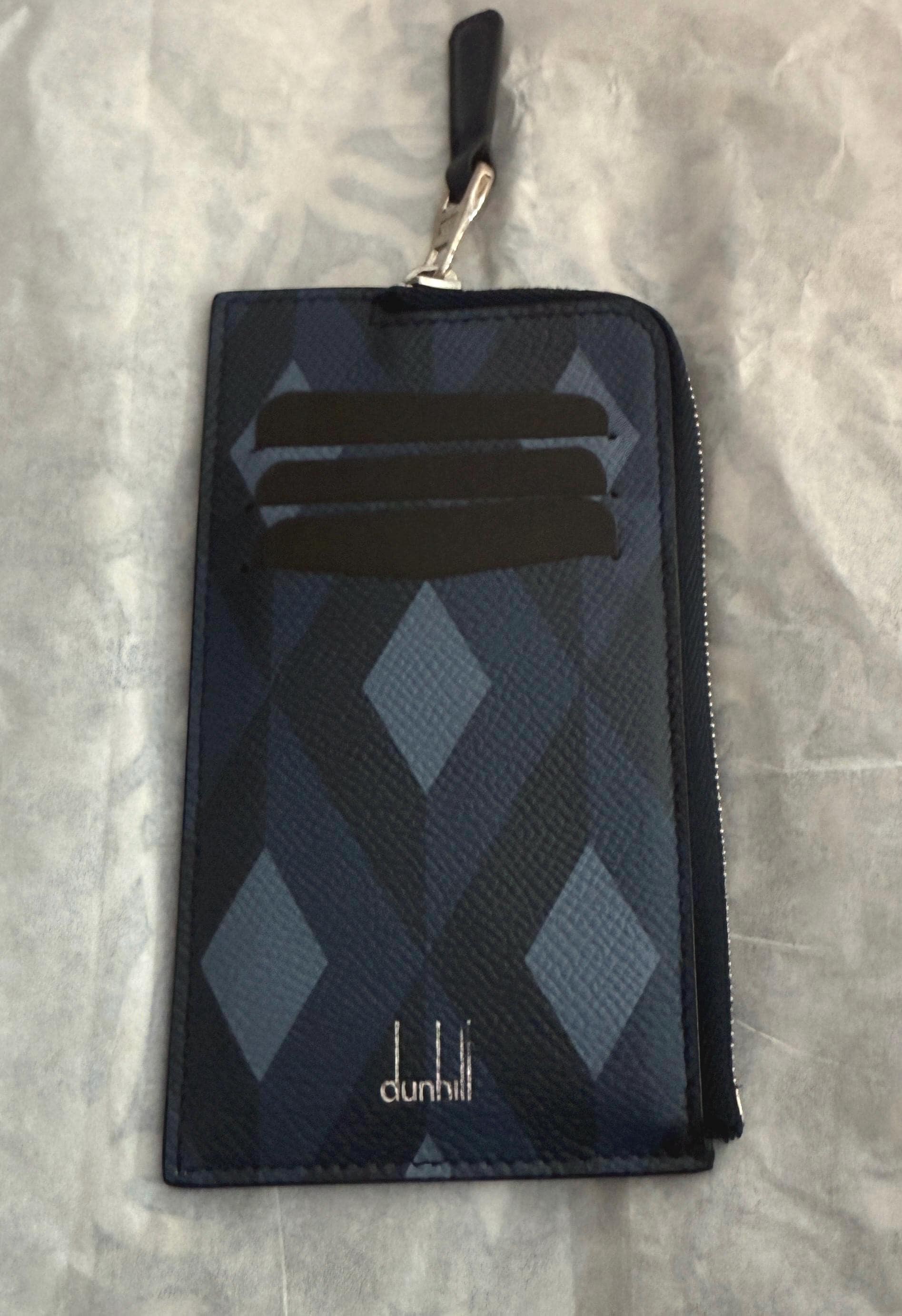 Dunhill Leather Coin Purse: Blue Pattern, 8 Card Slots detail 2