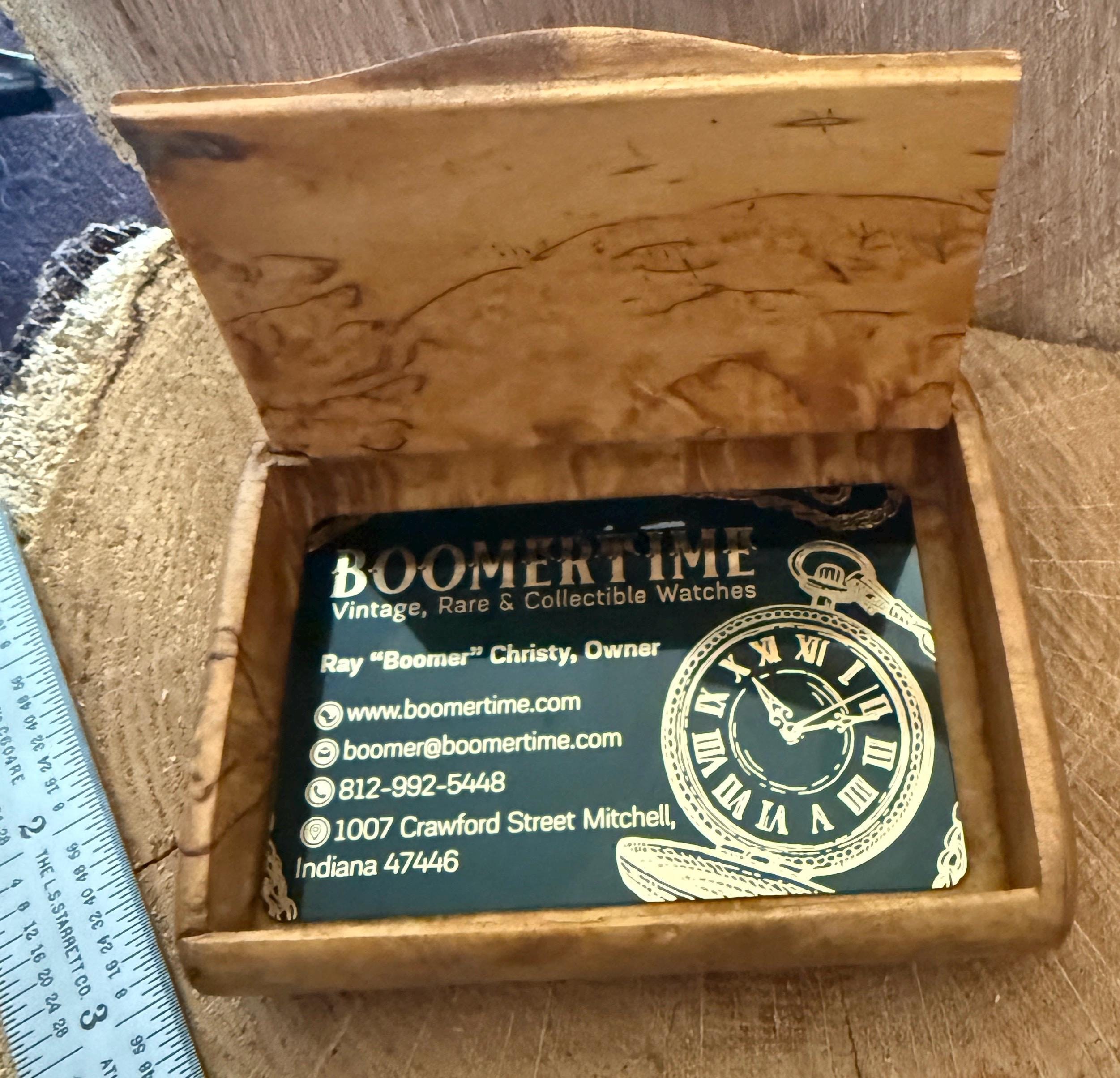 Hand Carved Burlwood Cigarette/Business Card Holder