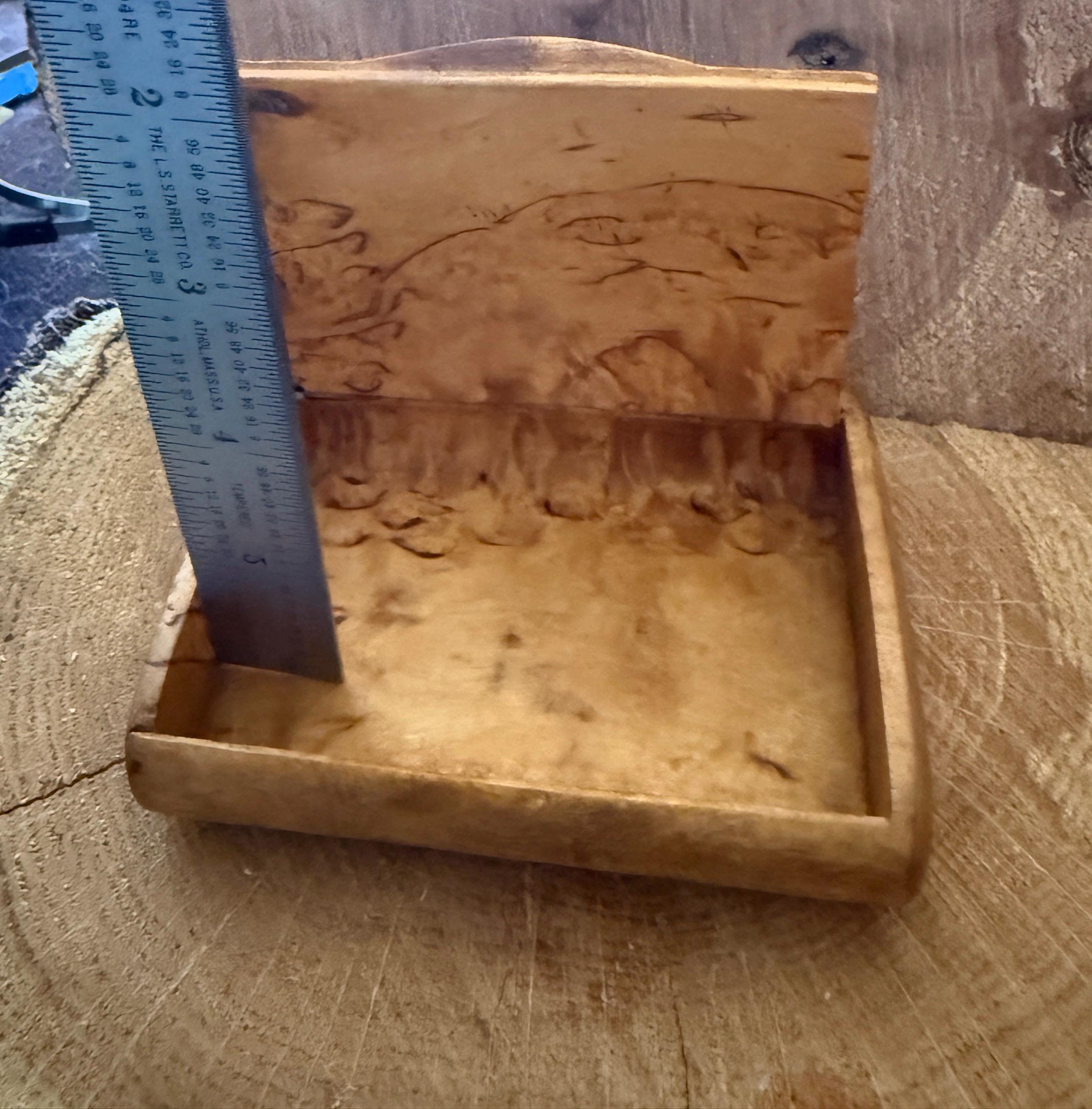 Hand Carved Burlwood Cigarette/Business Card Holder detail 5