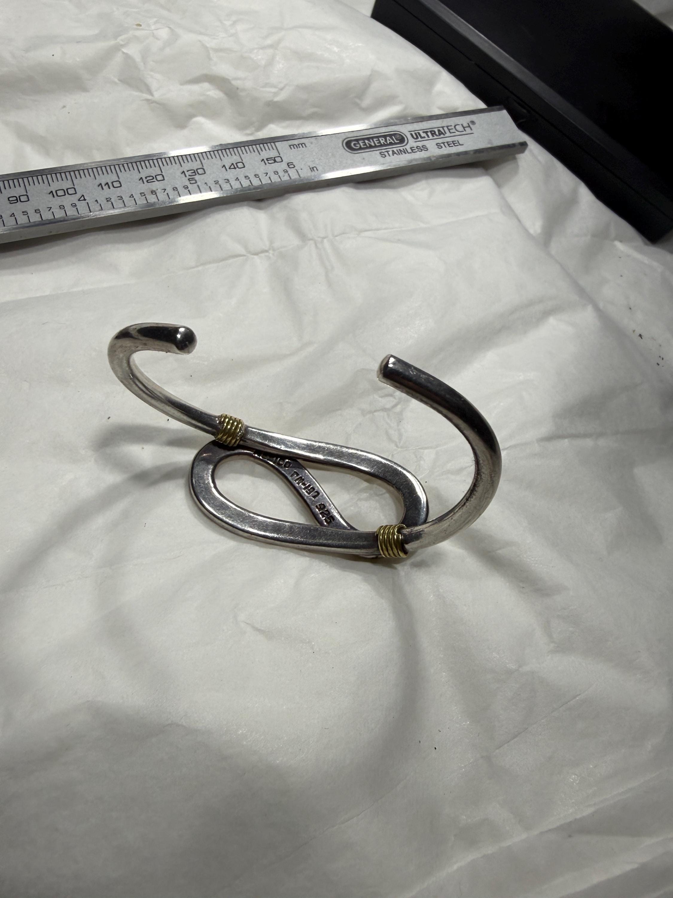 Mexican sterling geometric bracelet detail 5