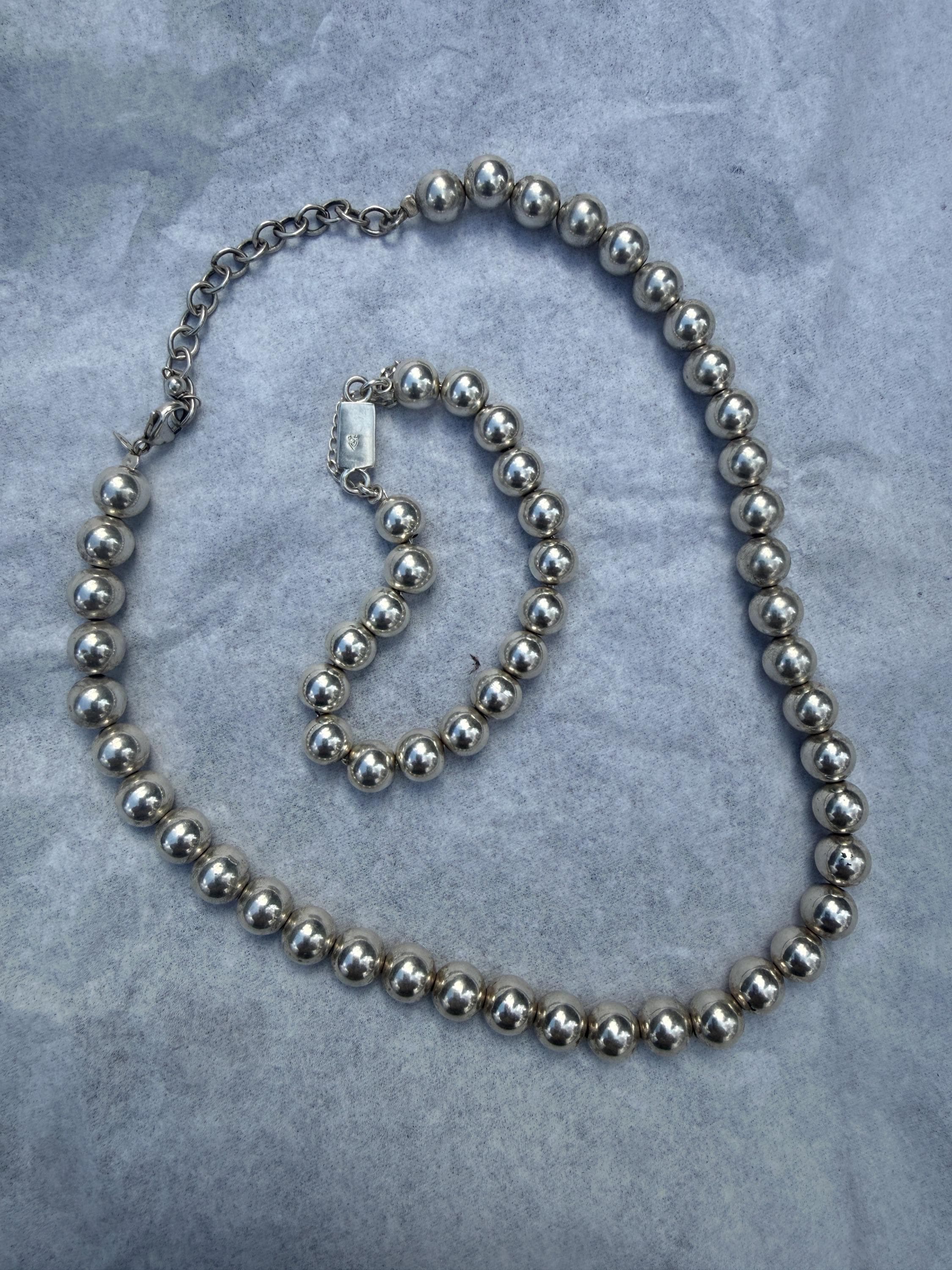 Sterling pearl bead bracet and matching necklace