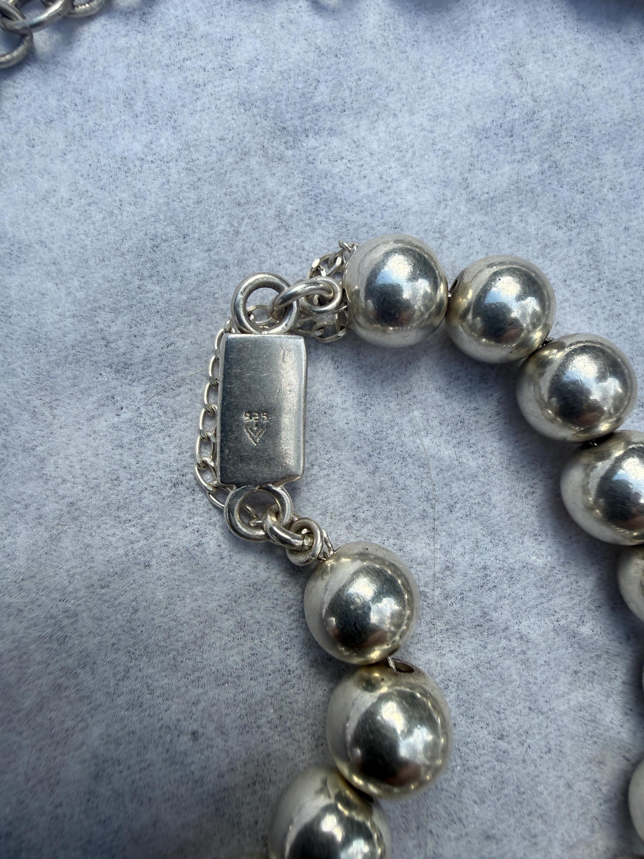 Sterling pearl bead bracet and matching necklace detail 3