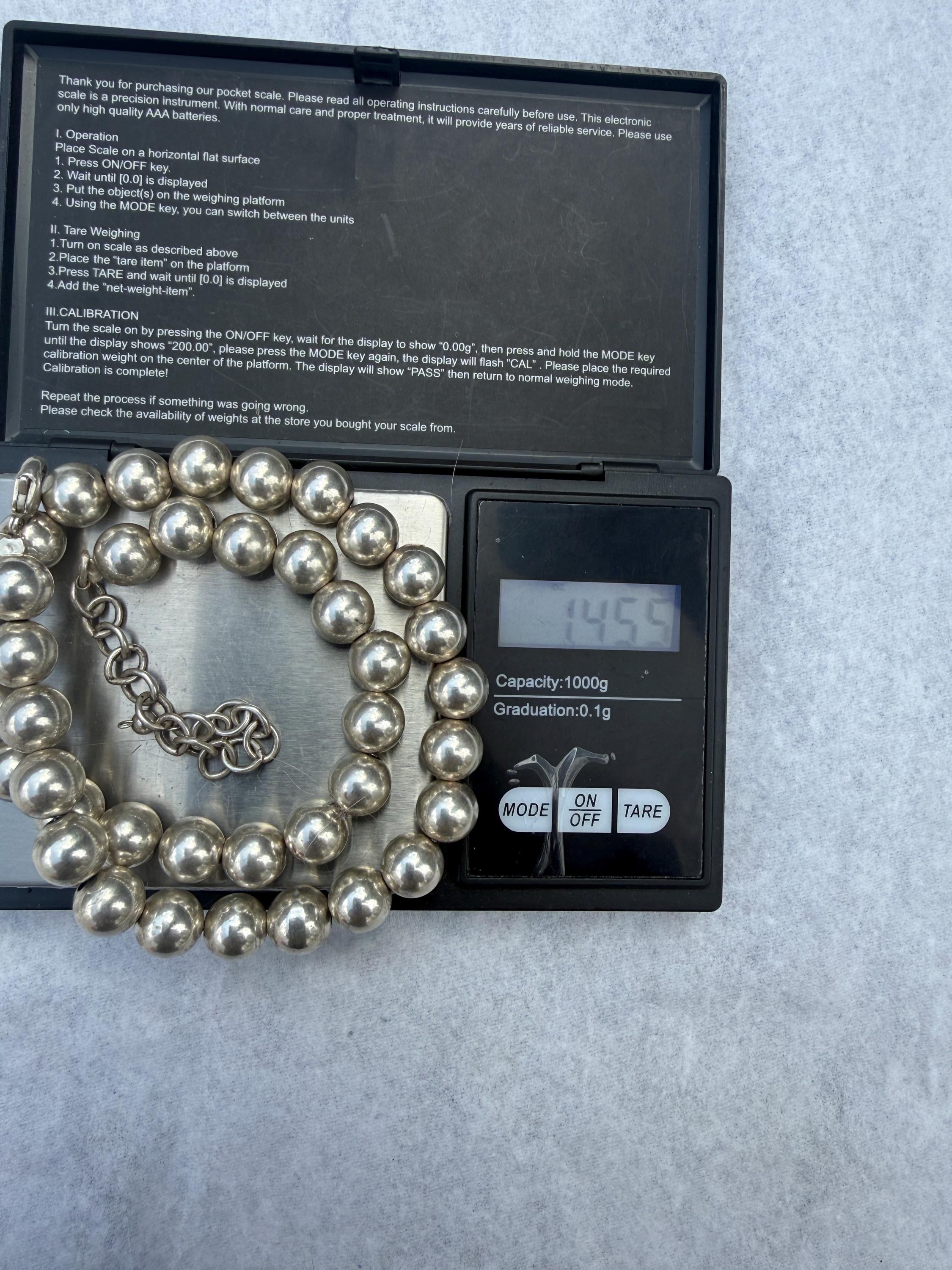 Sterling pearl bead bracet and matching necklace detail 4