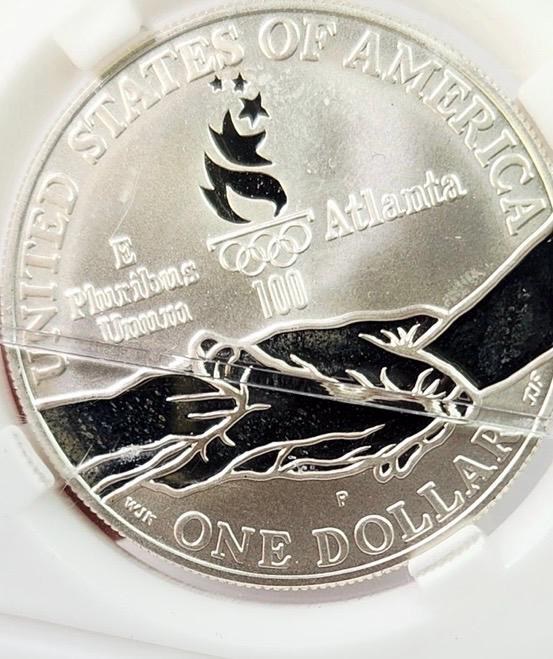 1995 Olypic Silver Gymastic coin detail 4