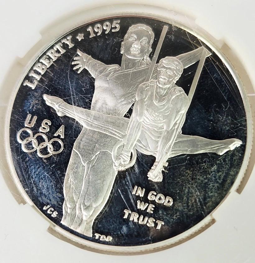 1995 Olypic Silver Gymastic coin detail 7